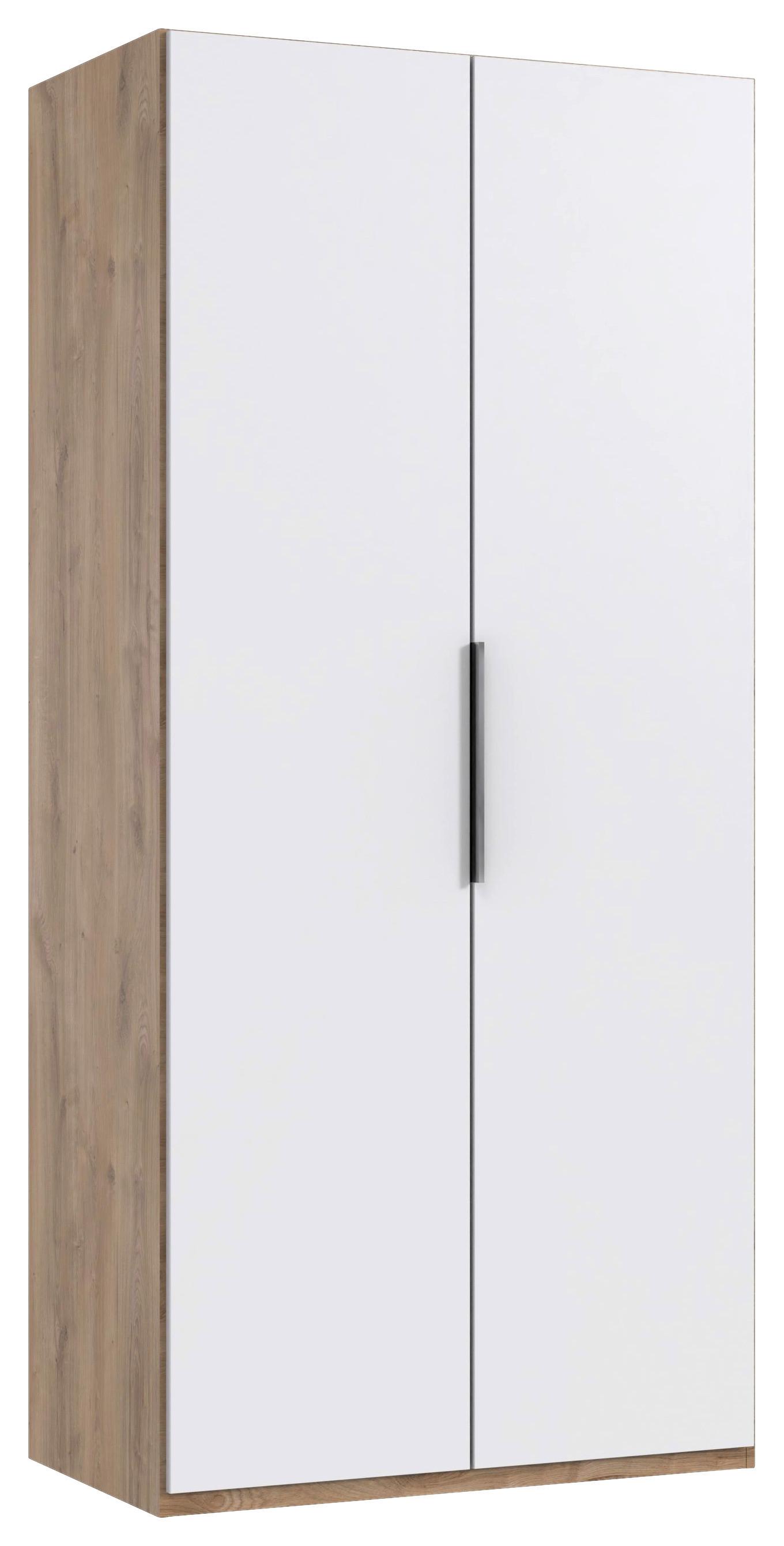 Drehtürenschrank Level 36 A weiß/Eiche Dekor, B: 100cm - Plankeneiche/Weiß, MODERN, Holzwerkstoff (100/216/58cm) - MID.YOU