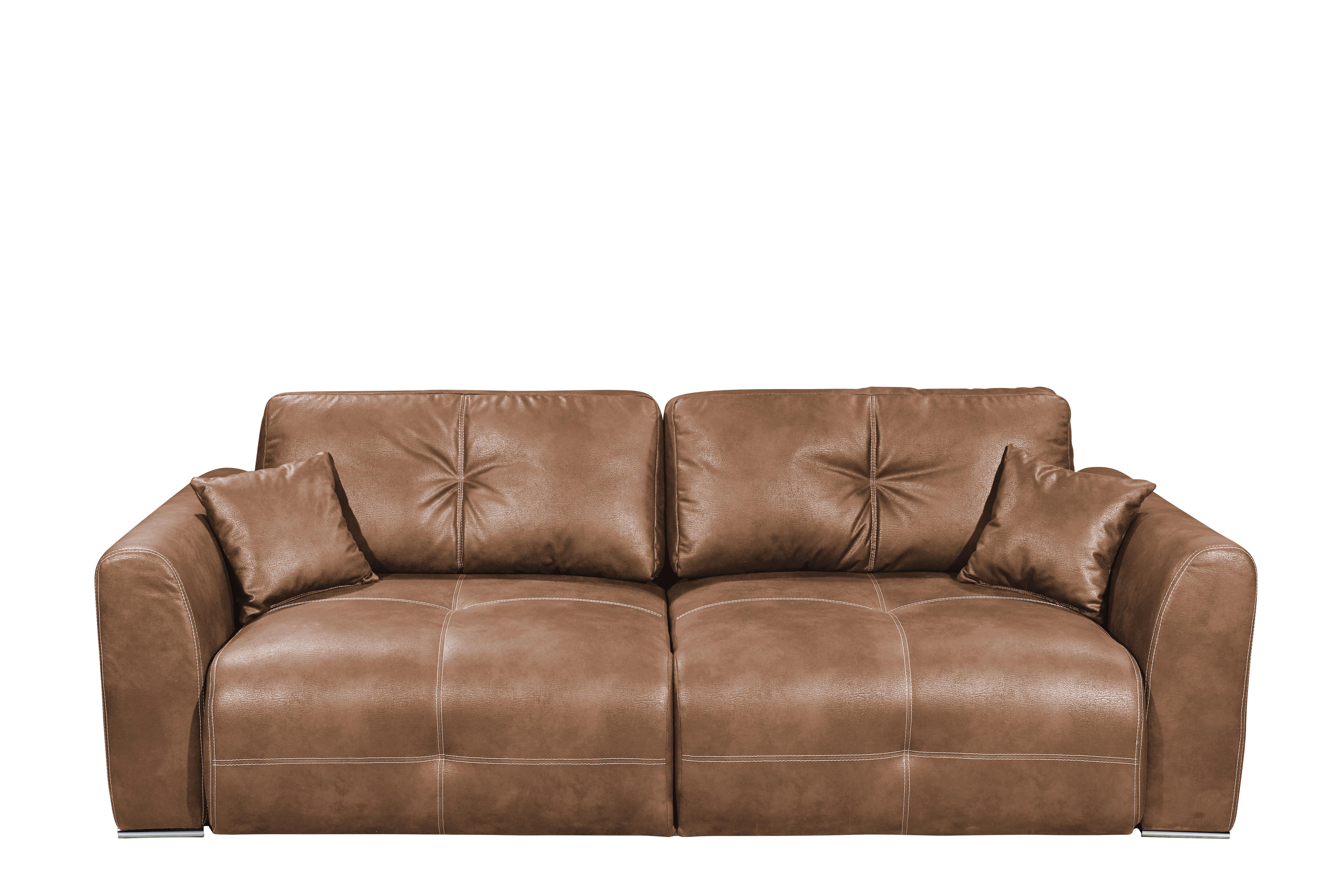 Schlafsofa Dolan Lux.3dl Hellbraun - Hellbraun/Chromfarben, MODERN, Textil (245/85/115cm) - Livetastic