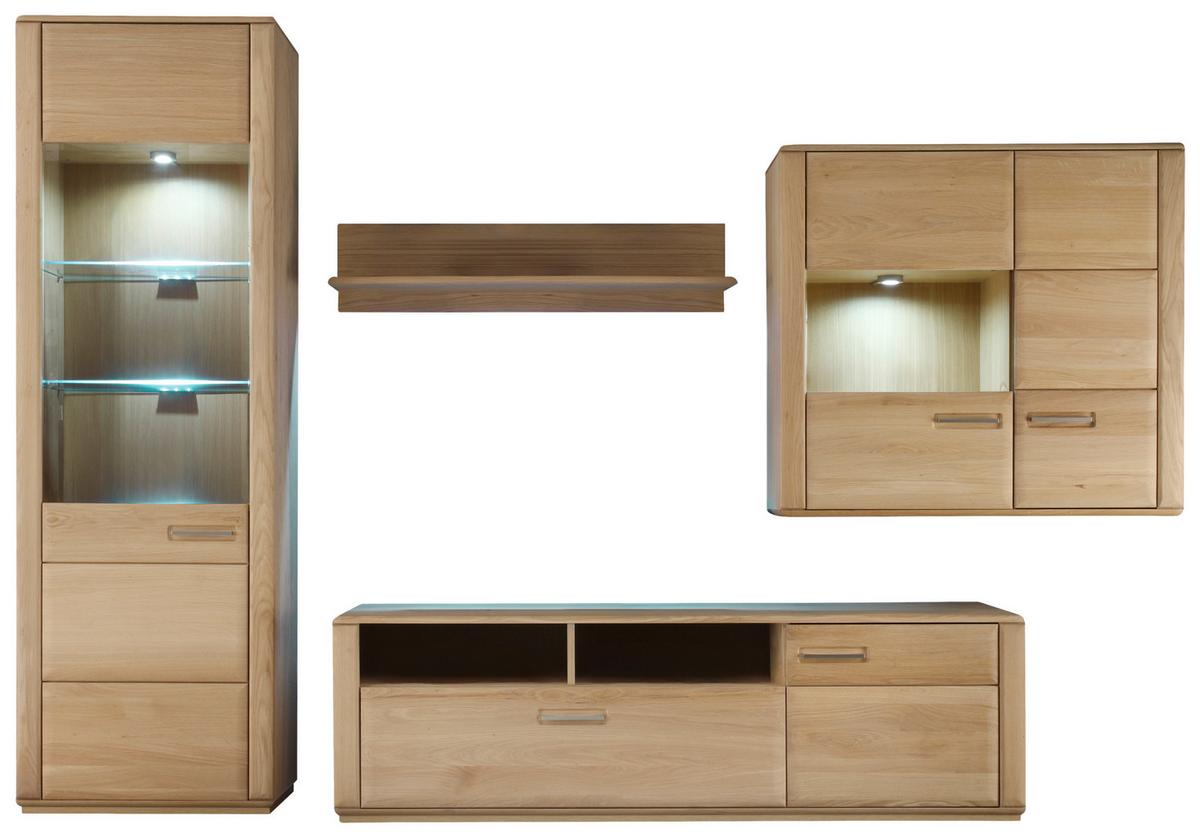 Wohnkombination 4-Tlg. Sena Eichefarben - Eichefarben, Design, Glas/Holz (303/209/51cm) - Livetastic