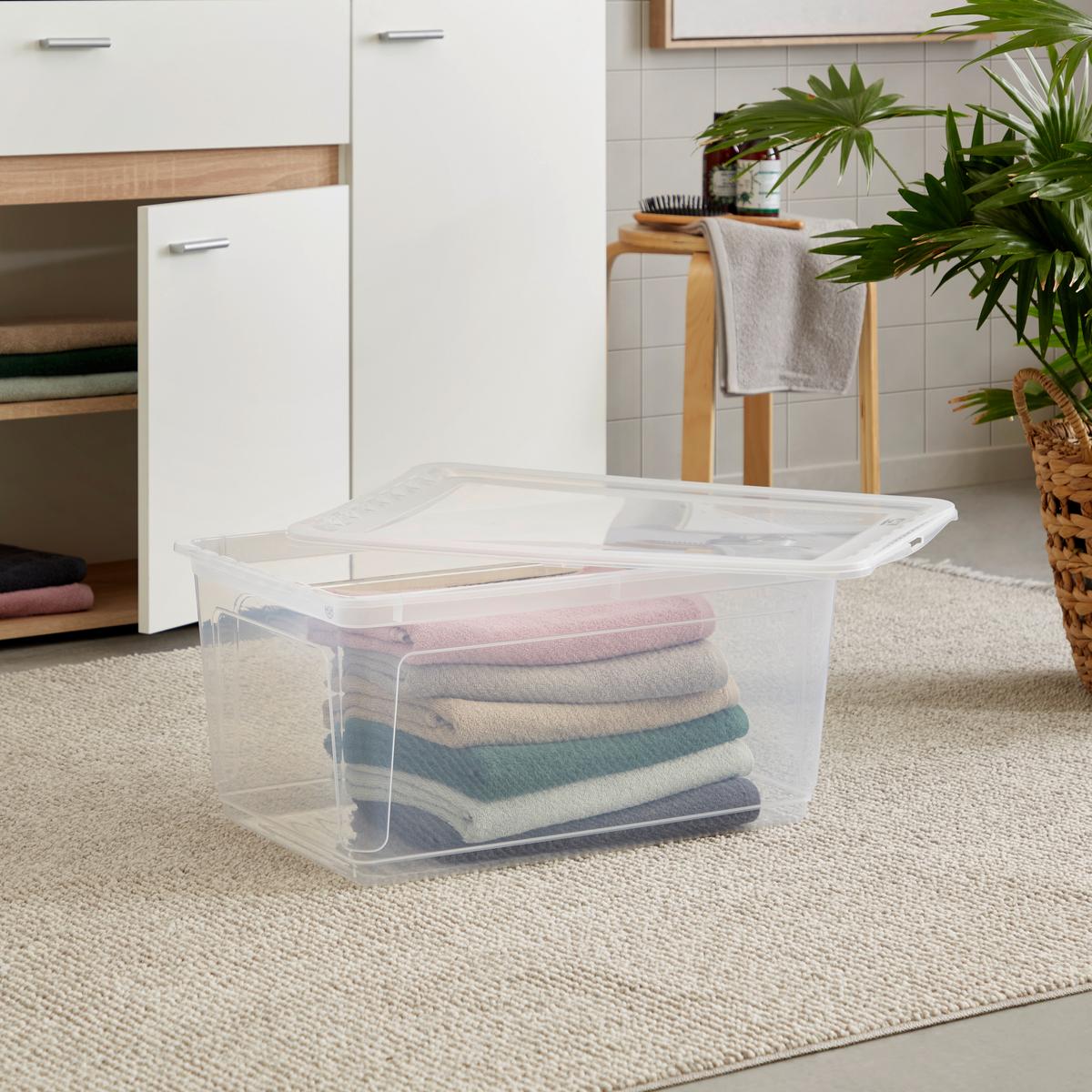 Aufbewahrungsbox Bea M. Deckel Kunststoff 59x39x18 Cm - Transparent, KONVENTIONELL, Kunststoff (59/39/18cm) - Homezone