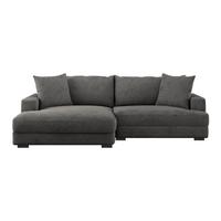 Ecksofa Pelle mit Kissen Grau Cord 180x265 cm - Schwarz/Grau, MODERN, Textil (180/265cm)