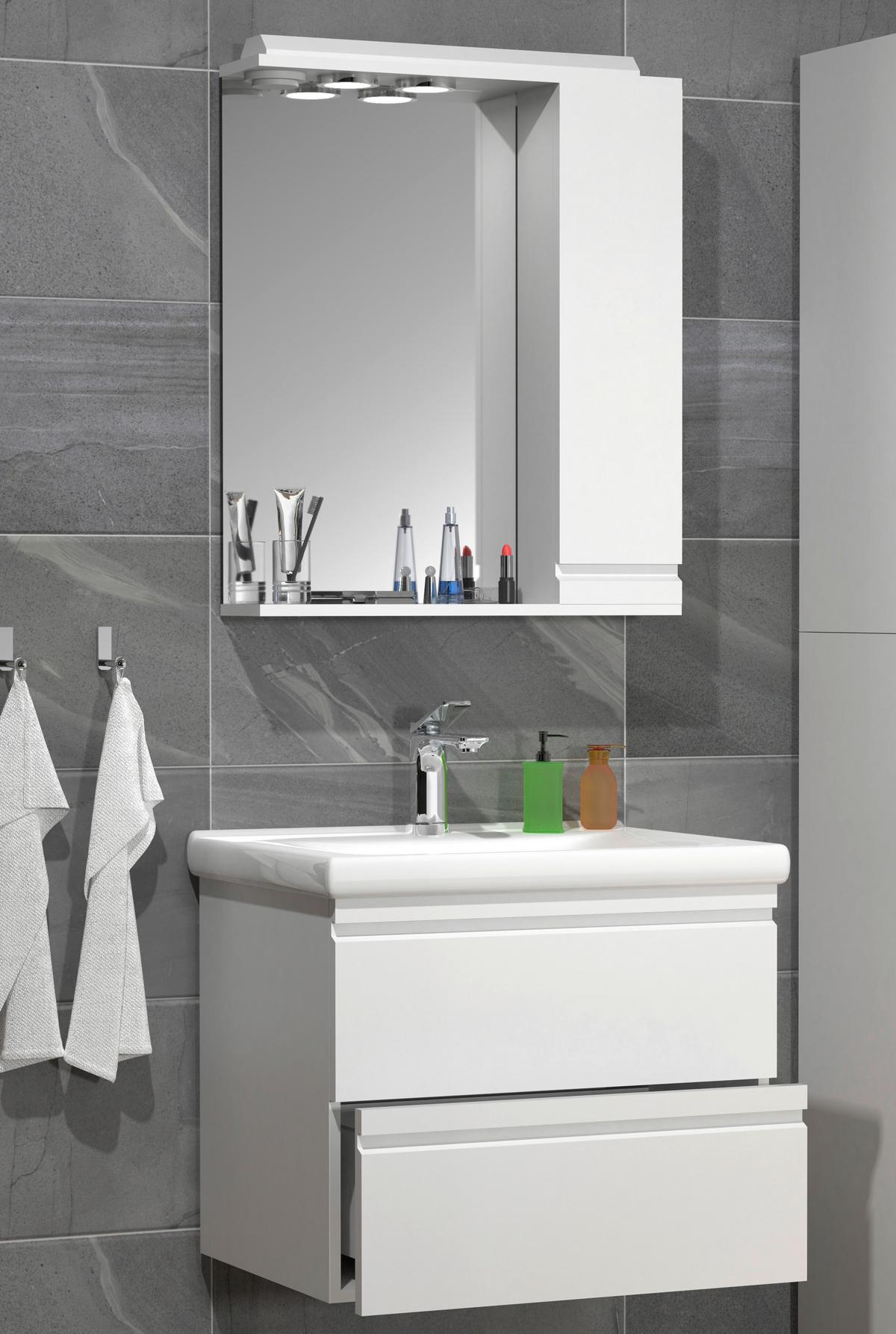 Badezimmer Silora L - Weiß, MODERN, Glas/Keramik (60cm) - MID.YOU