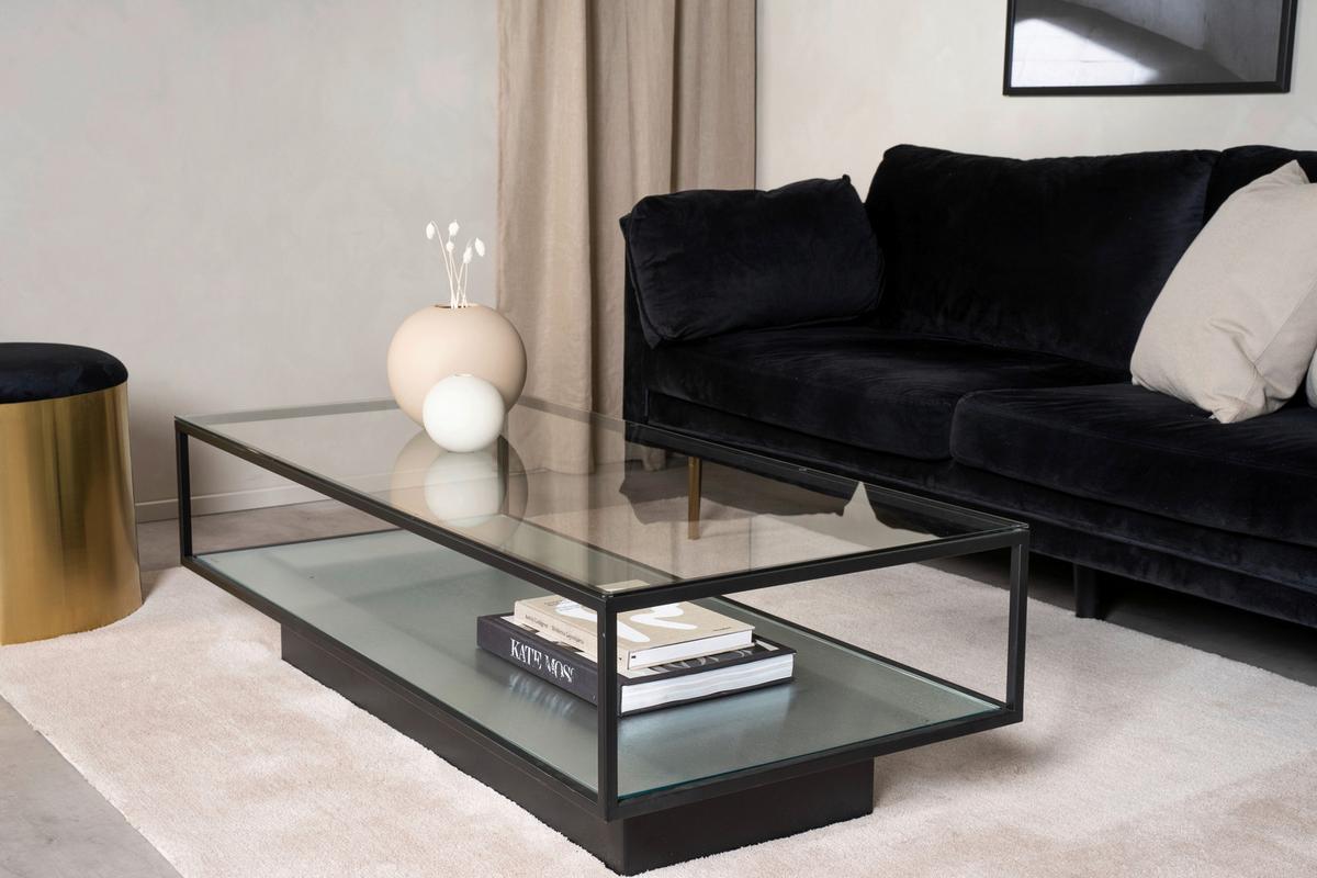 Couchtisch Maglehem - Schwarz, Design, Glas/Metall (130/60/37,5cm) - Livetastic