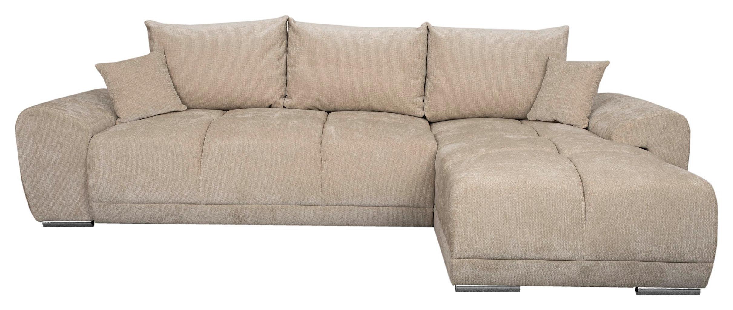 Eckschlafsofa Ramon Beige S: 296x182 cm - Chromfarben/Beige, Trend, Textil (296/182cm)