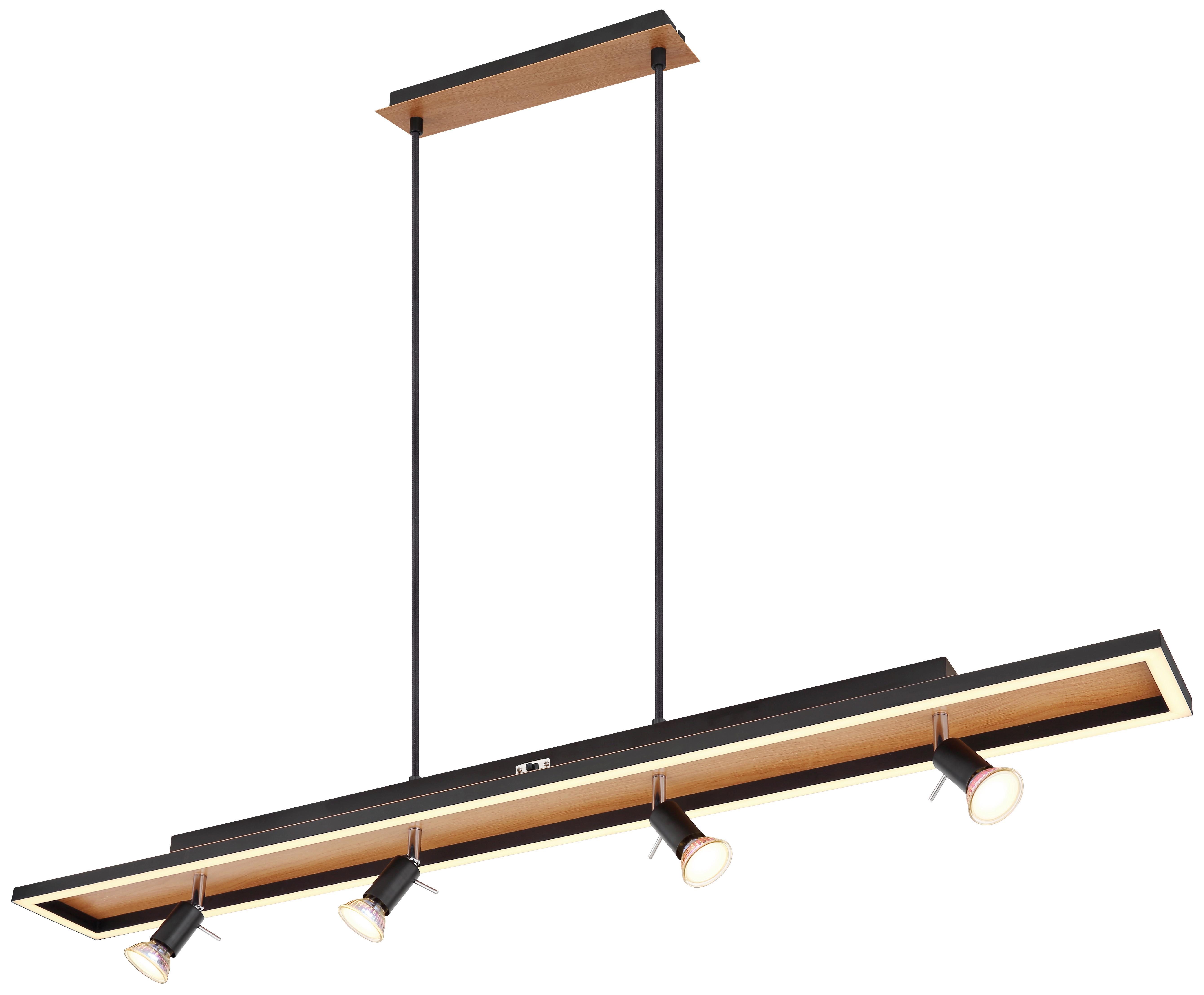 LED-Hängeleuchte H: 120 cm 5-Flammig mit Stufenschalter - Opal/Schwarz, Basics, Kunststoff/Metall (116/12/120cm) - Globo