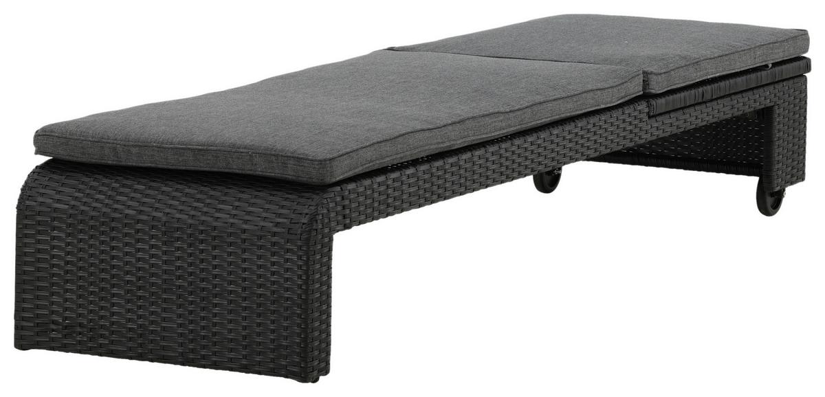 Sonnenliege London Kunststoff verstellbar - Schwarz, KONVENTIONELL, Kunststoff (60/32/196cm) - Gardenson