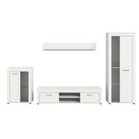 Wohnwand Jam Weiß B: 310 cm - Schwarz/Weiß, Design, Glas/Holzwerkstoff (310/169/35cm) - MID.YOU