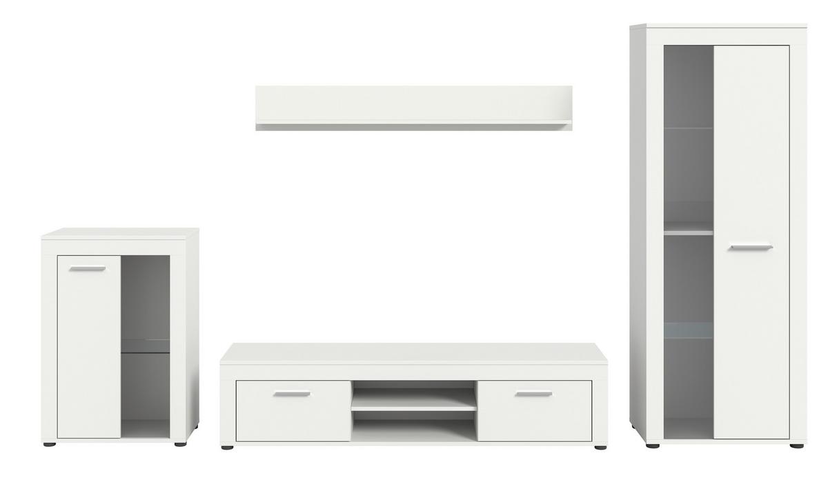 Wohnwand Jam Weiß B: 310 cm - Schwarz/Weiß, Design, Glas/Holzwerkstoff (310/169/35cm) - MID.YOU