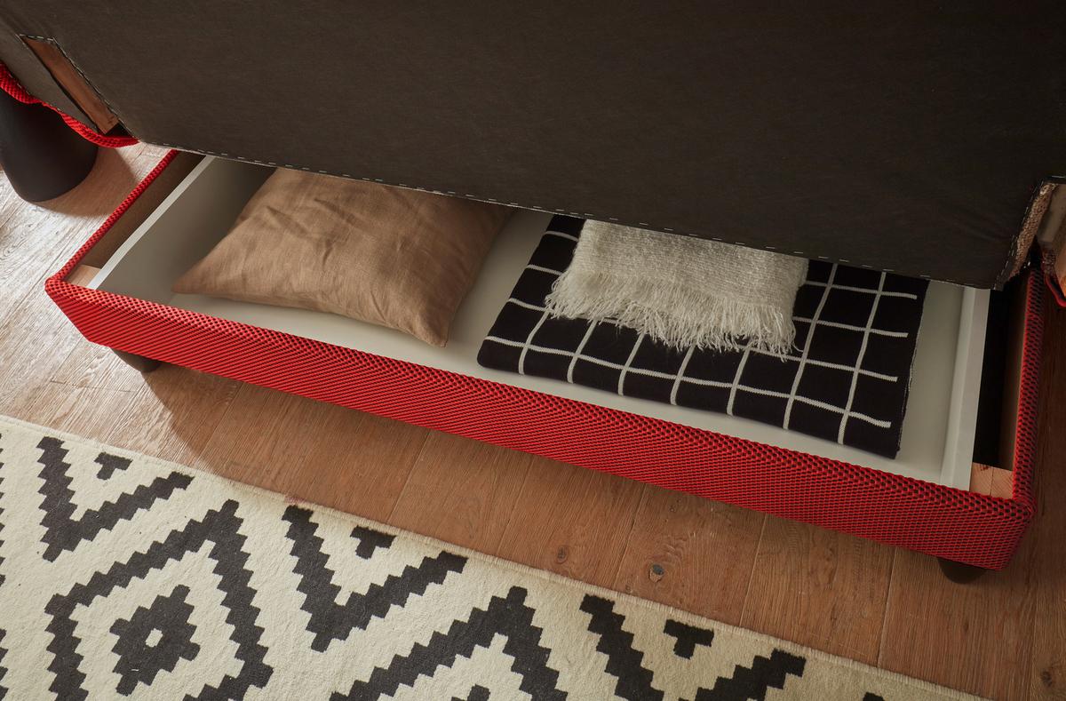 Schlafsofa Amalia Rot B: 200 cm - Rot/Schwarz, KONVENTIONELL, Textil (200/88/90cm) - MID.YOU