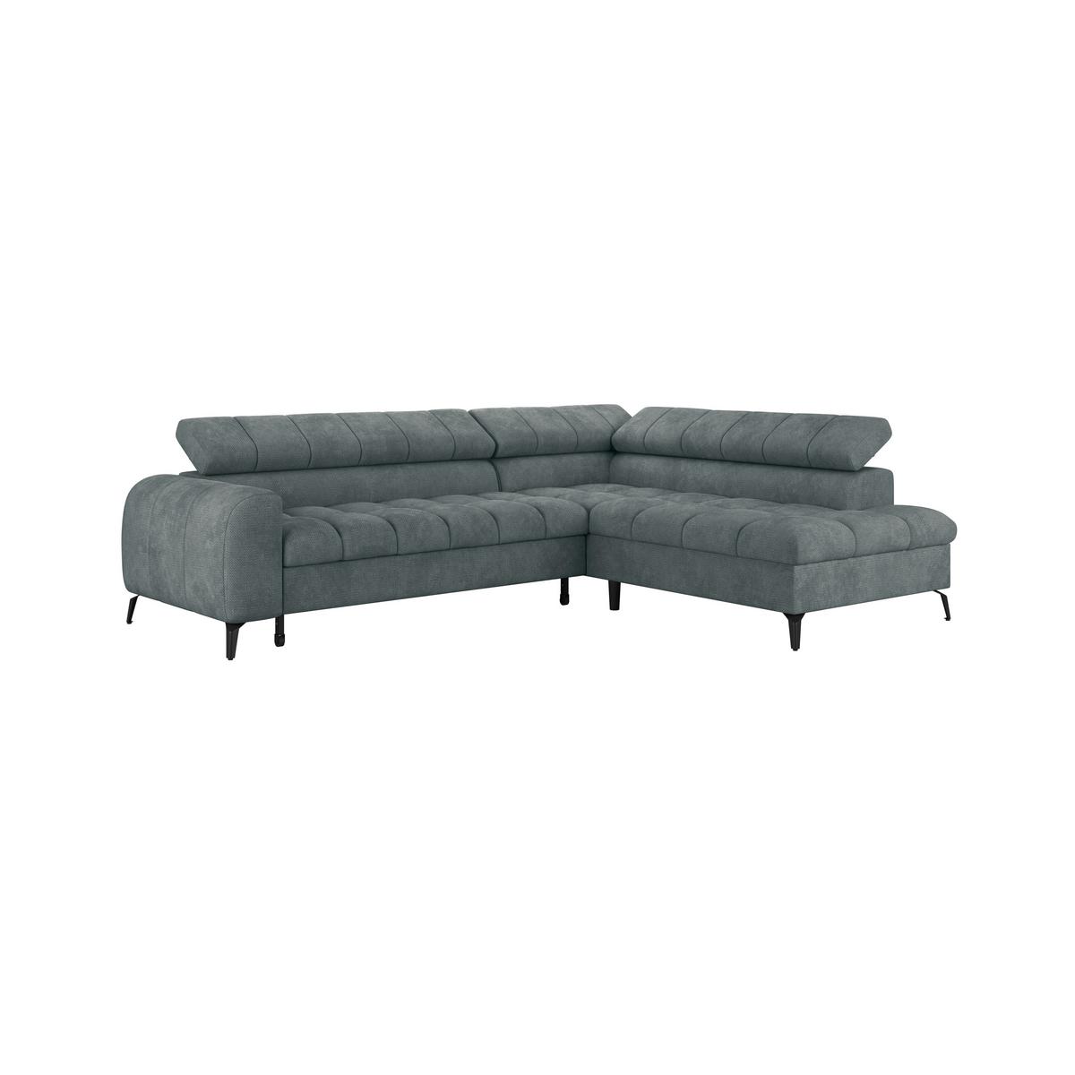 Ecksofa Volf Rechts New Grau, S: 261x203 cm - Schwarz/Grau, Trend, Kunststoff/Textil (261/203cm)