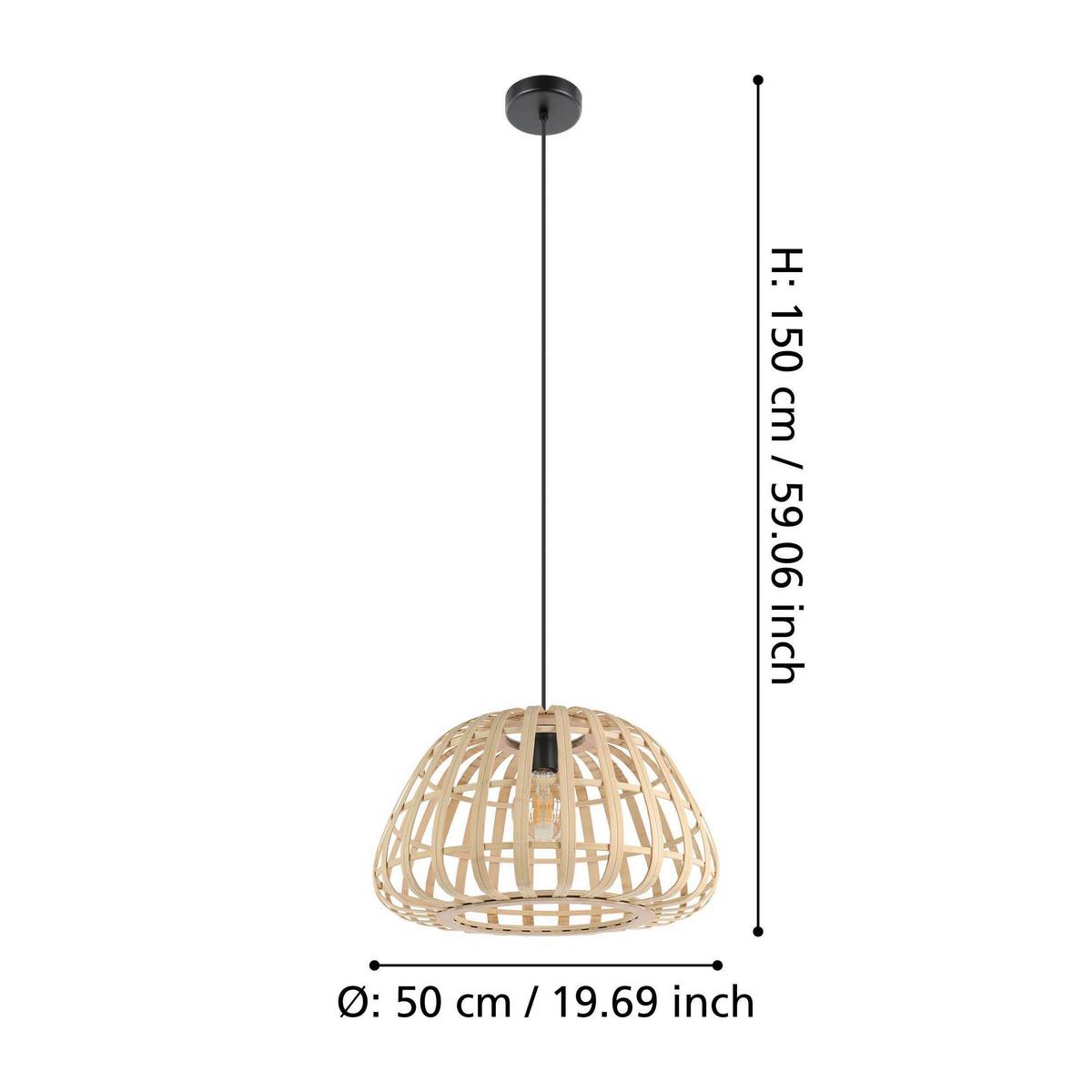 ZÁVESNÉ SVIETIDLO MONTEZUELO - čierna, Natur, kov/drevo (50/150cm)