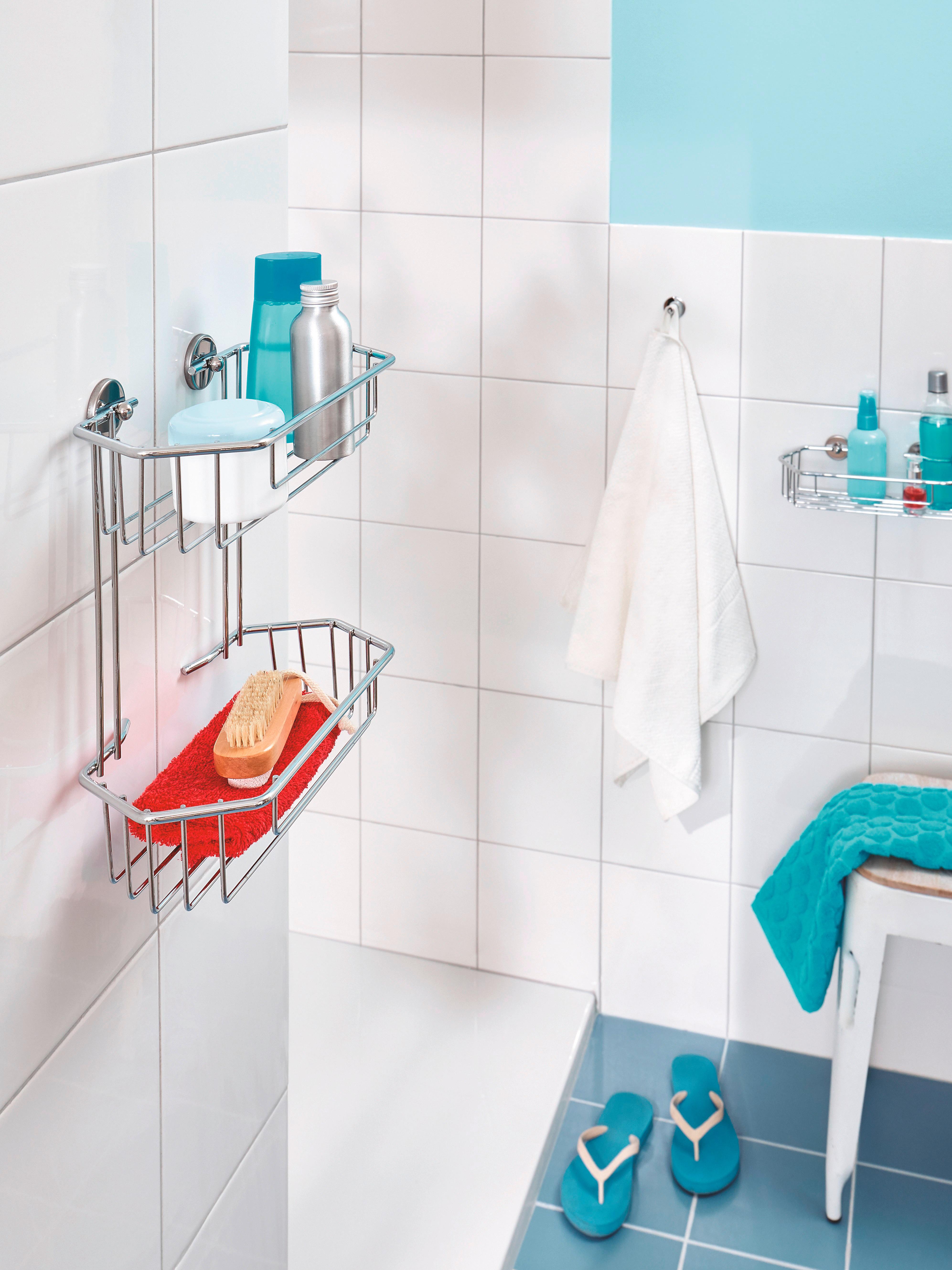 Badezimmerregal 2 Ablagen 25,6x26,6cm Baath - Chromfarben, MODERN, Metall (25,6/26,6/13,6cm)