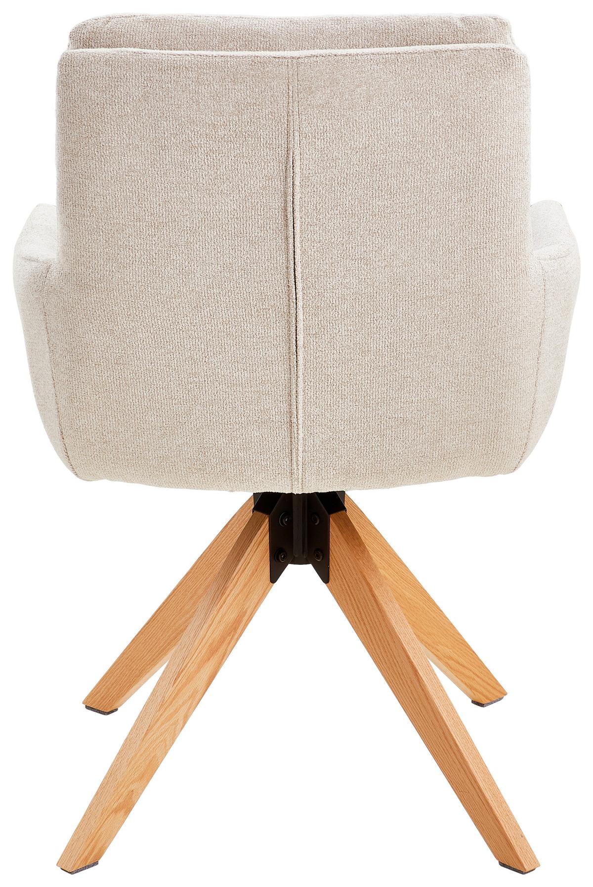 Armlehnstuhl Slide Creme B: 58 cm - Eichefarben/Creme, MODERN, Holz/Textil (58/91/63,5cm) - Livetastic