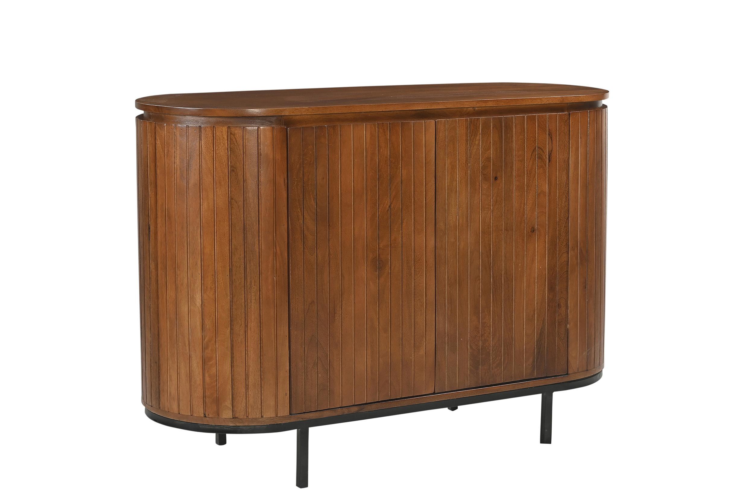 Sideboard Mangoholz/Schwarz B: 115cm - Schwarz/Naturfarben, Design, Holz/Metall (115/81/43cm) - MID.YOU