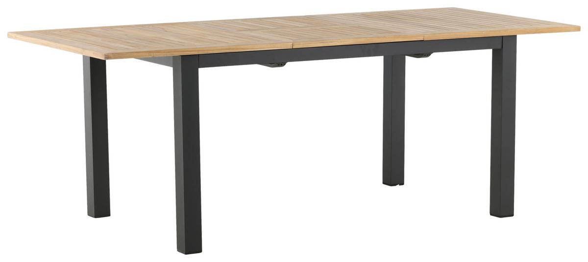 Gartentisch Panama Teakholz/Metall L 210 cm - Schwarz/Teakfarben, KONVENTIONELL, Holz/Metall (210/90/75cm) - Gardenson