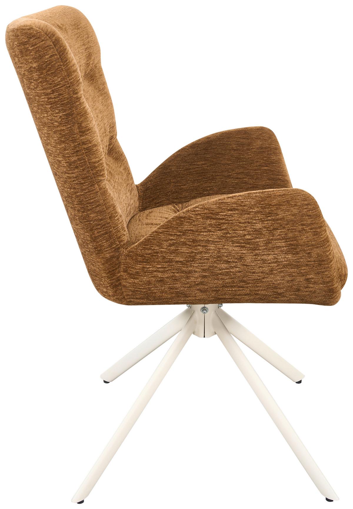 Armlehnstuhl Stella Braun/Beige - hnědá/béžová, Design, kov/textil (58/91/66cm) - Mömax