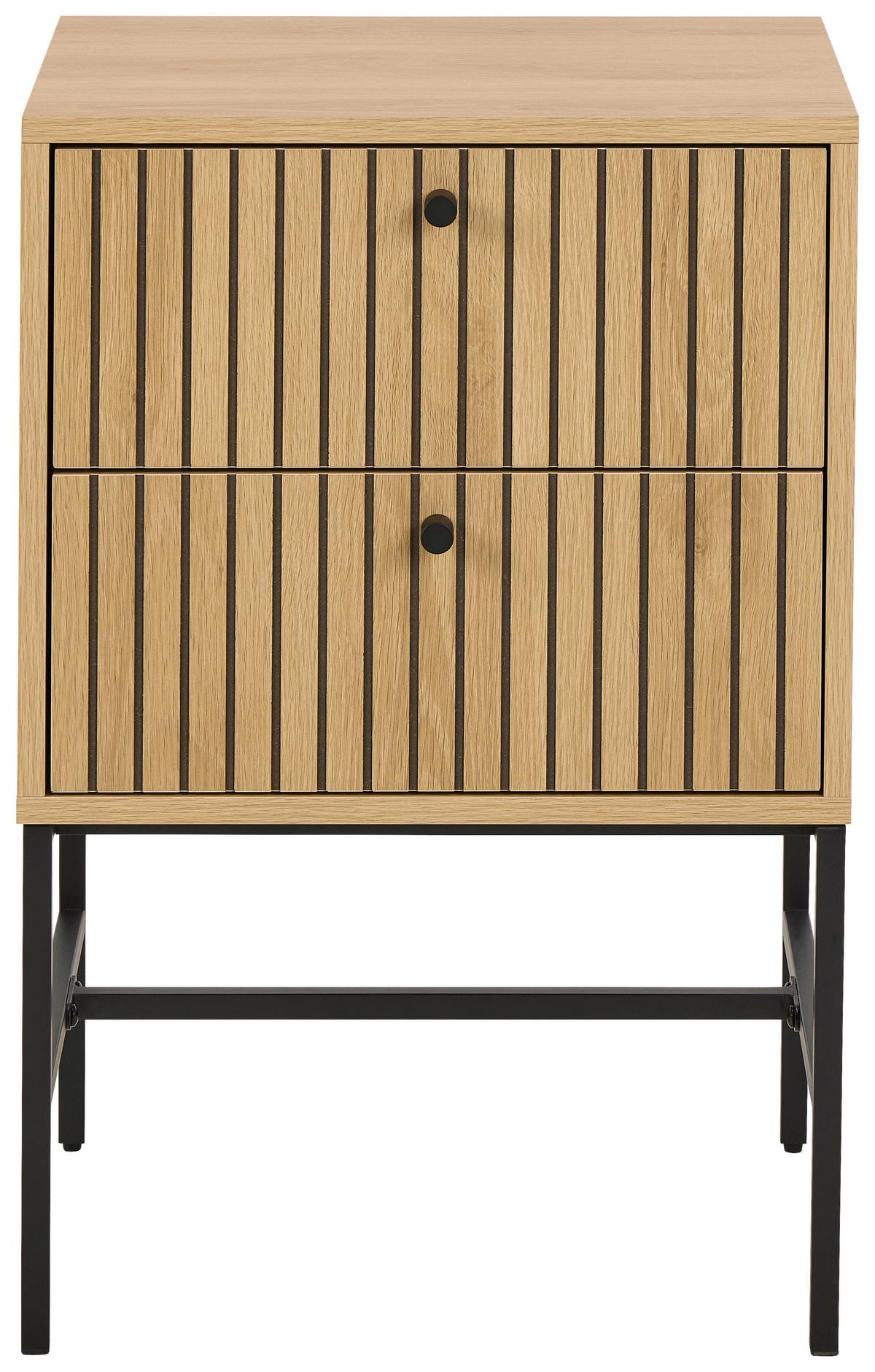 NOČNÝ STOLÍK ALBANY - čierna/farba duba, Design, kov/drevo (45,6/70/40cm)