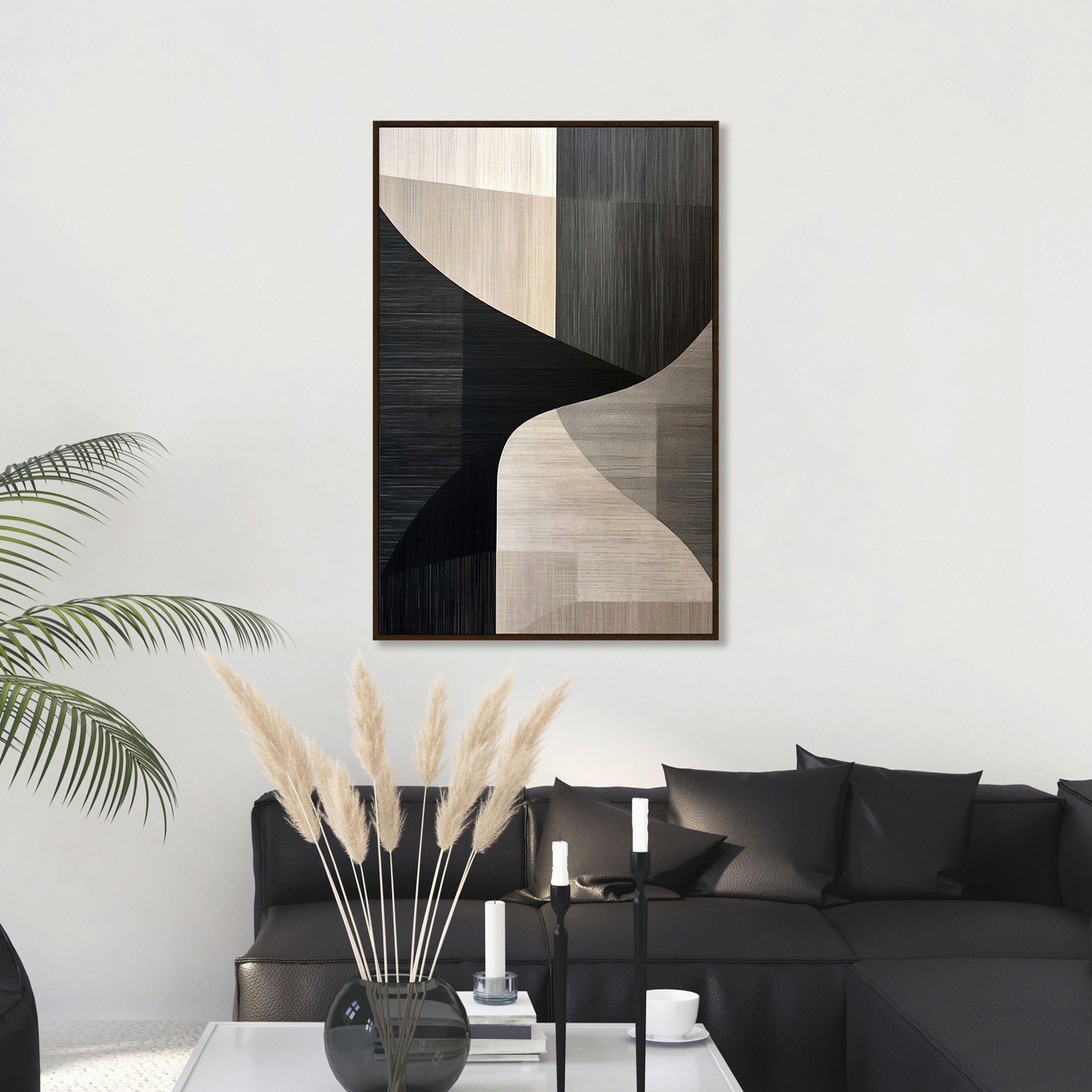 Obraz na plátne LOTTA, 60x90cm - černá/béžová, Moderní, kompozitní dřevo/textil (60/90cm) - Premium Living