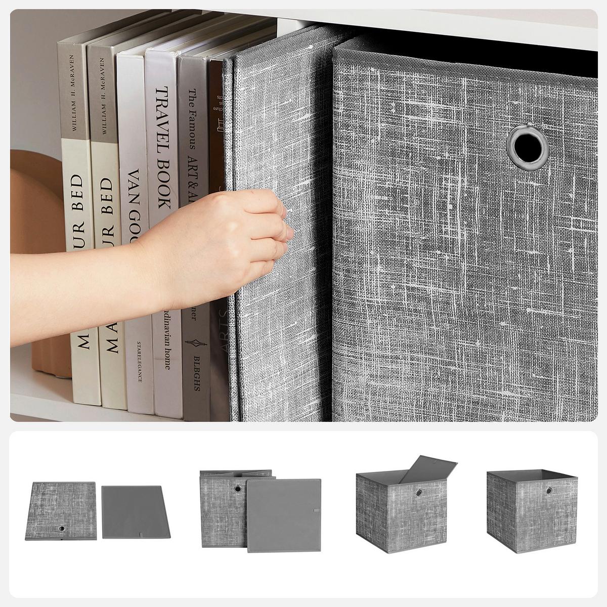 Aufbewahrungsboxen-Set Grau B: 30 cm - Grau, Basics, Papier/Textil (30/30/30cm)