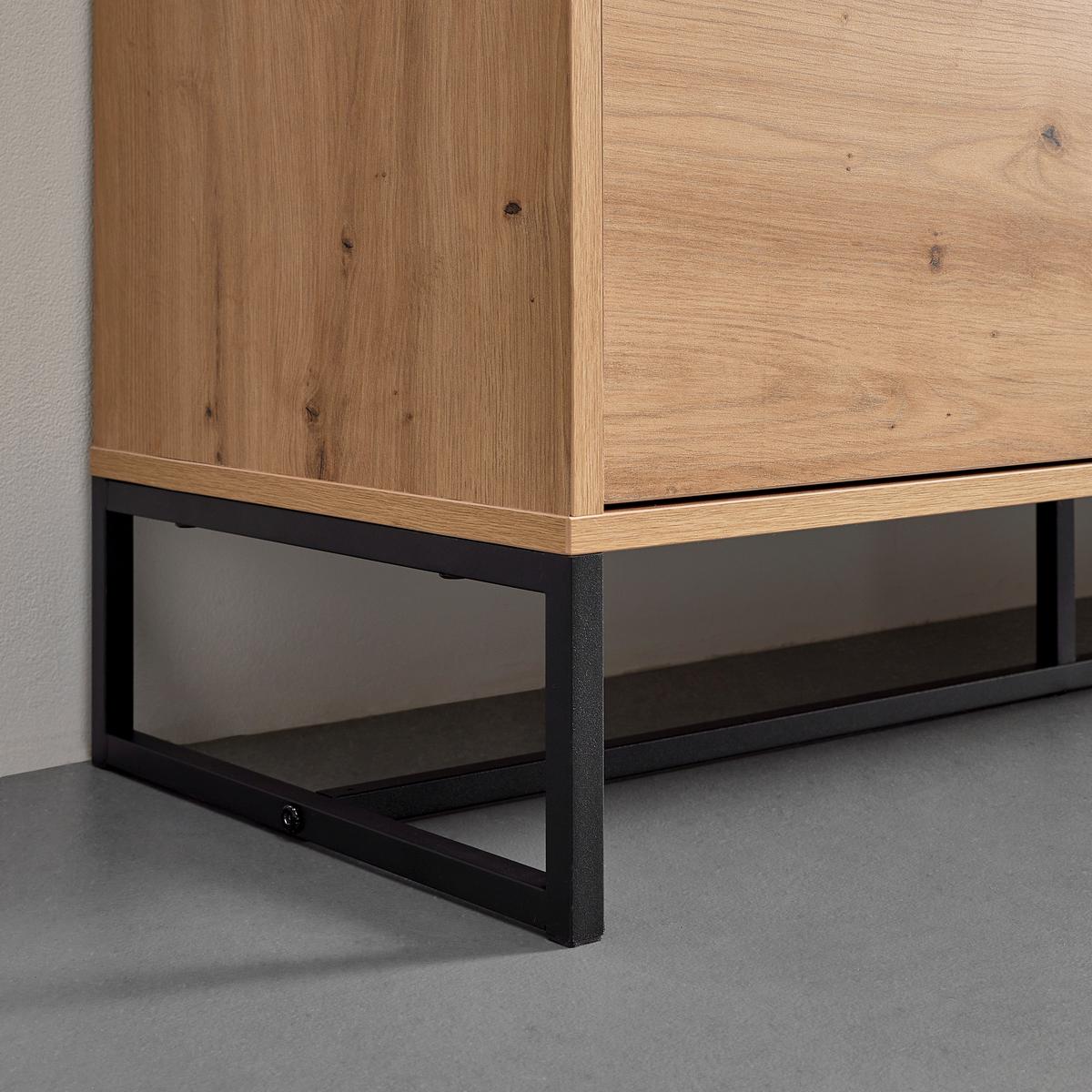 Komoda FOSCA - černá/barvy dubu, Moderní, kov (148,5/76/40cm) - Bessagi Home