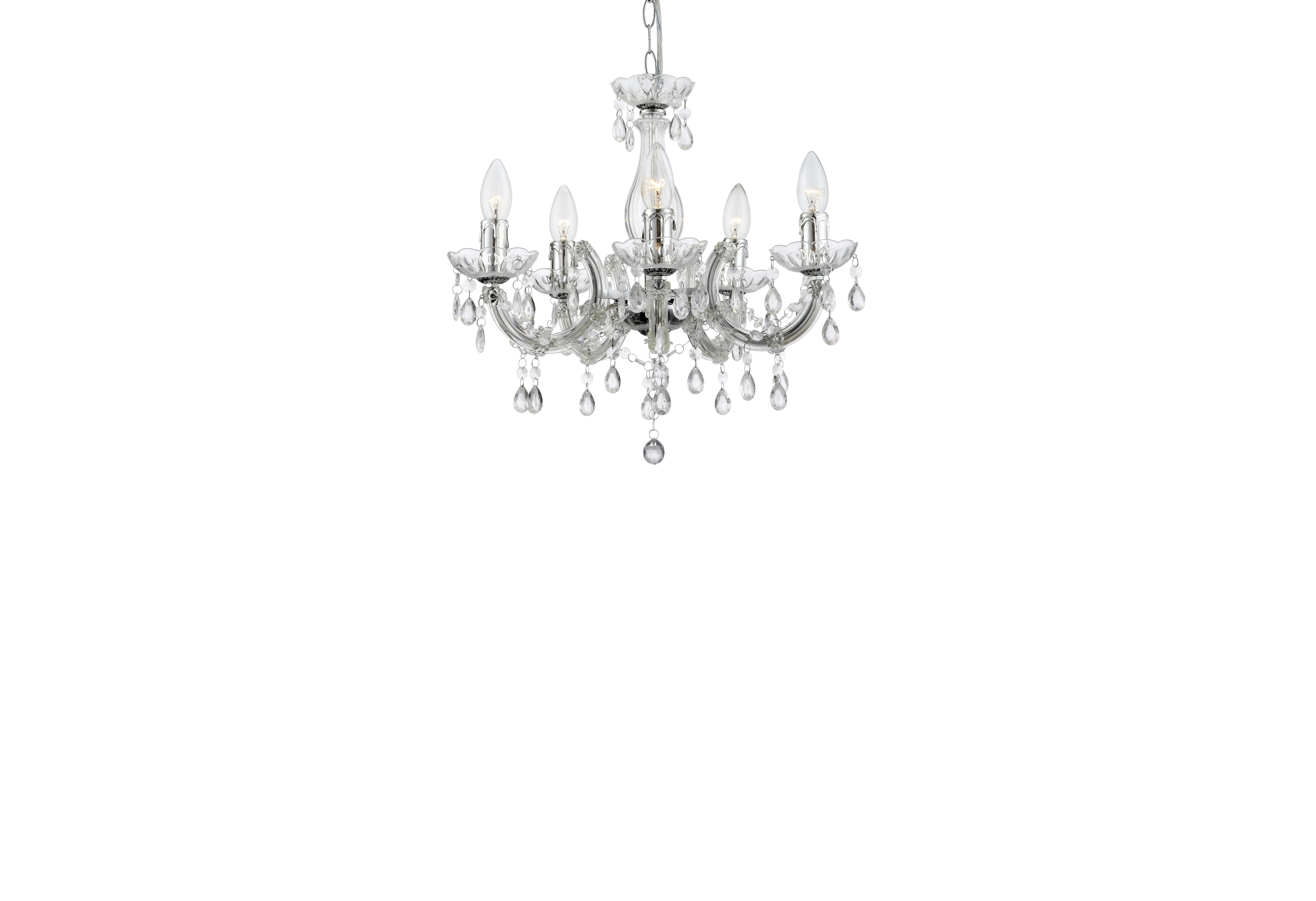 Hängeleuchte Lexi H: 128 cm 5-Flammig - Klar/Chromfarben, KONVENTIONELL, Kunststoff/Metall (128cm) - Ondega