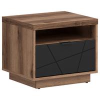 Nachtkästchen Schwarz/eiche Dekor H: 42,5 Cm Forn - Eichefarben/Schwarz, MODERN, Holzwerkstoff/Kunststoff (50/42,5cm) - MID.YOU