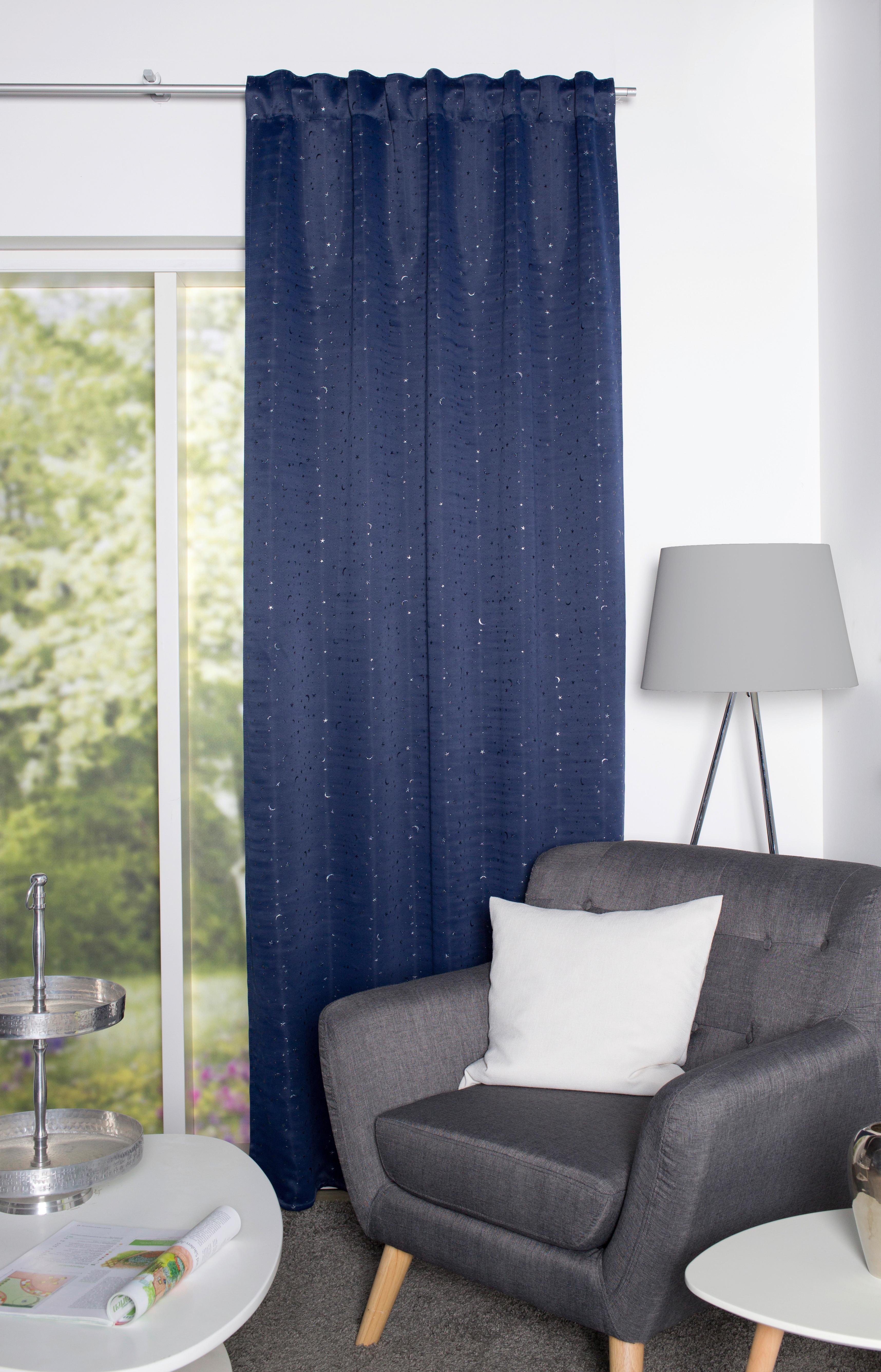 Fertigvorhang Cielo - Dunkelblau, Basics, Textil (135/245cm)