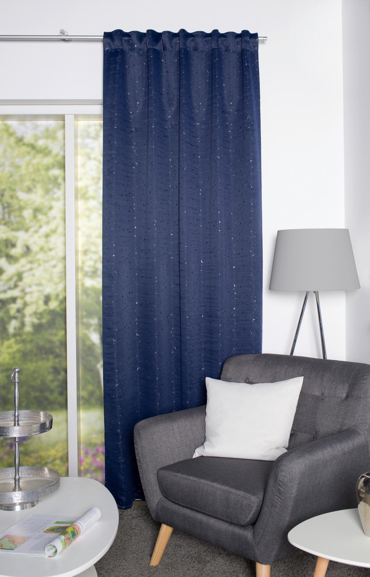 Fertigvorhang Cielo - Dunkelblau, Basics, Textil (135/245cm)