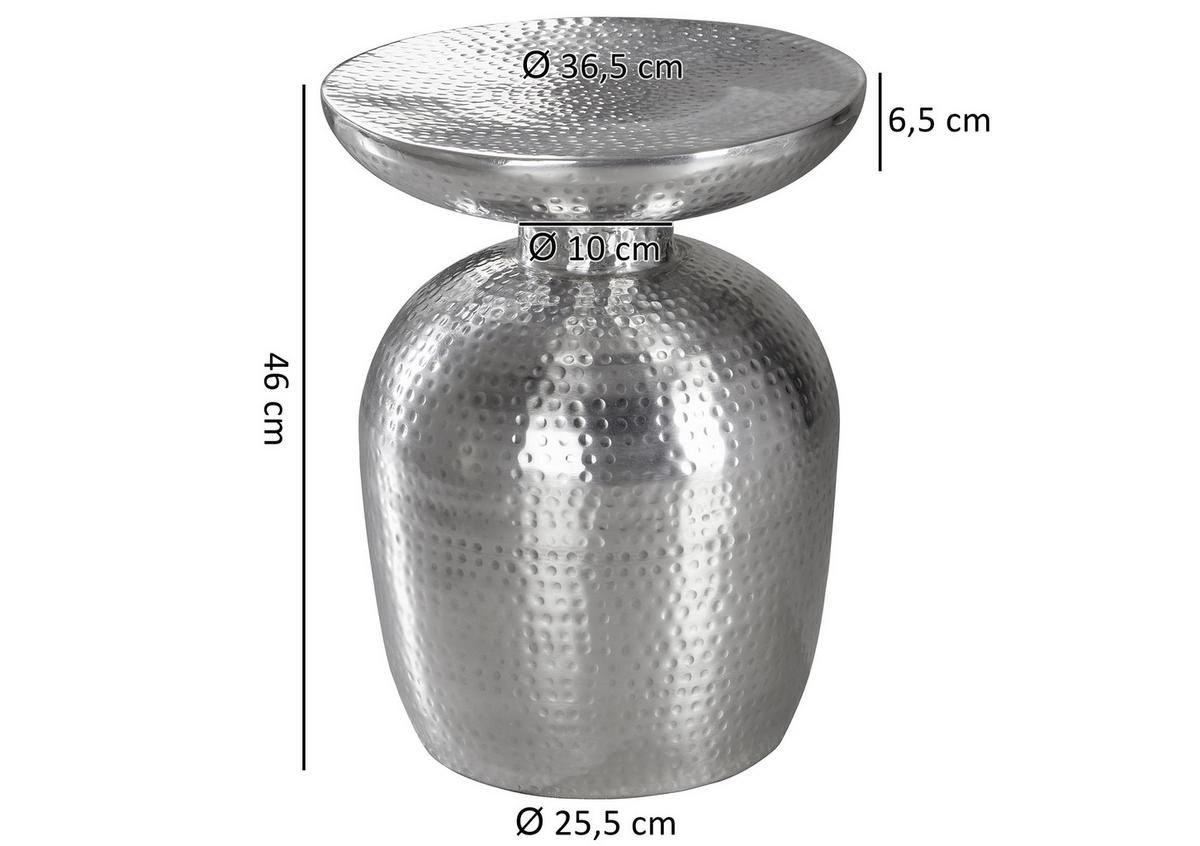 Prístavný stolík DELYLA v orientálnom štýle - strieborná, Lifestyle, kov (36,5/36,5/46cm) - MID.YOU