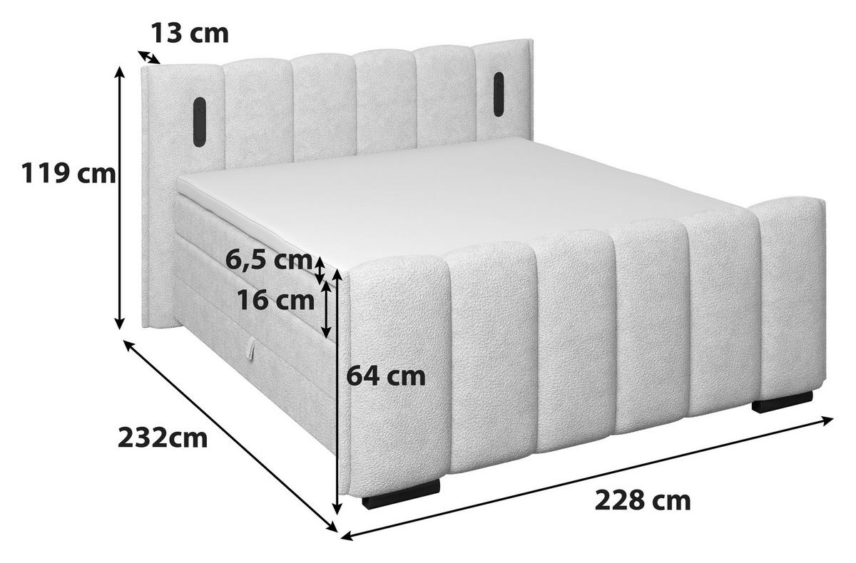 Boxspringbett Elysia inkl. Matratze 200x200 - Beige/Schwarz, Trend, Holz/Holzwerkstoff (200/200cm) - Luca Bessoni