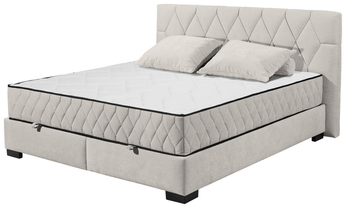 Boxbett Nagol B - Beige/Schwarz, MODERN, Holzwerkstoff/Textil (180/200cm) - MID.YOU
