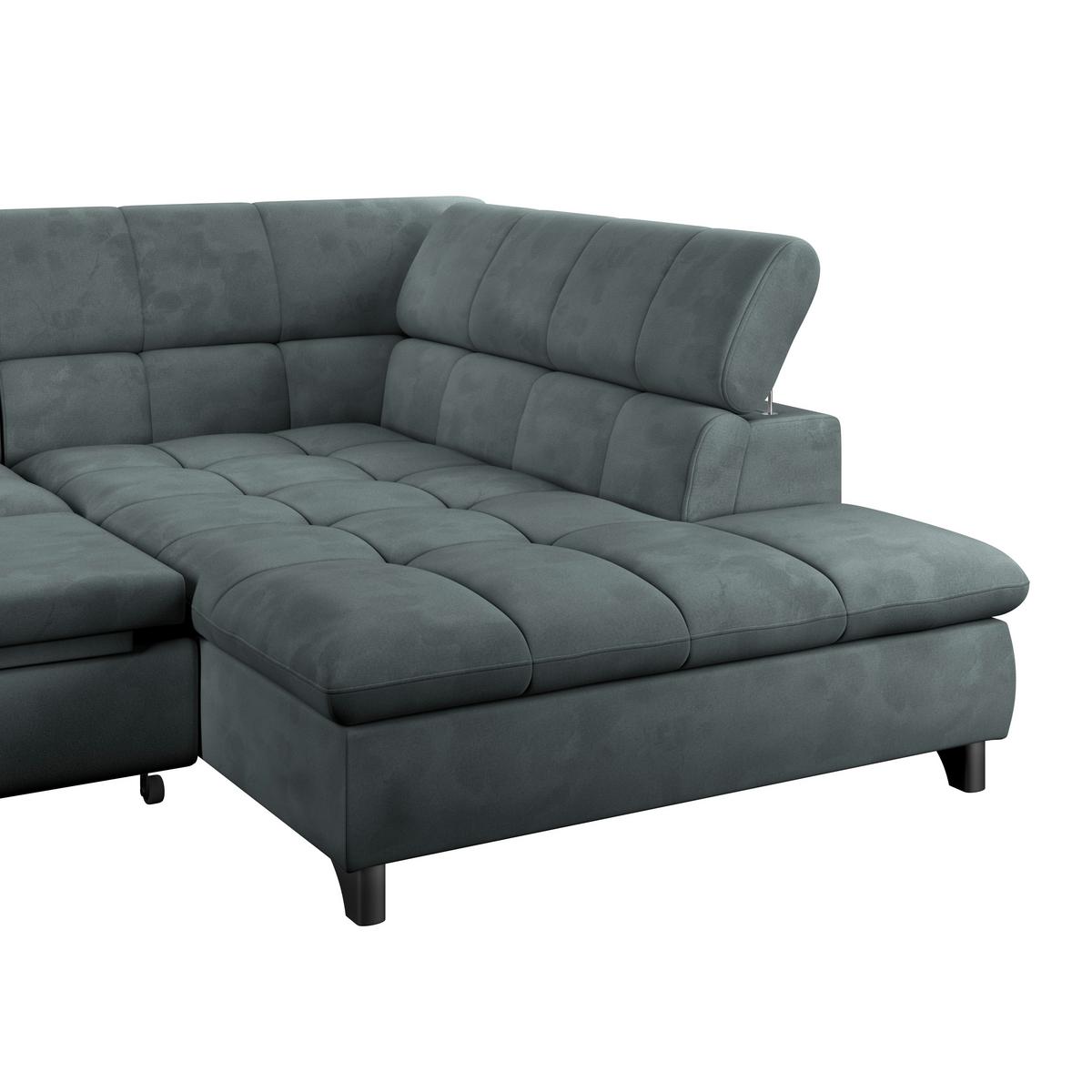 Ecksofa Gemini Graublau, B: 312cm - Chromfarben/Mintgrün, KONVENTIONELL, Textil (312/234cm)