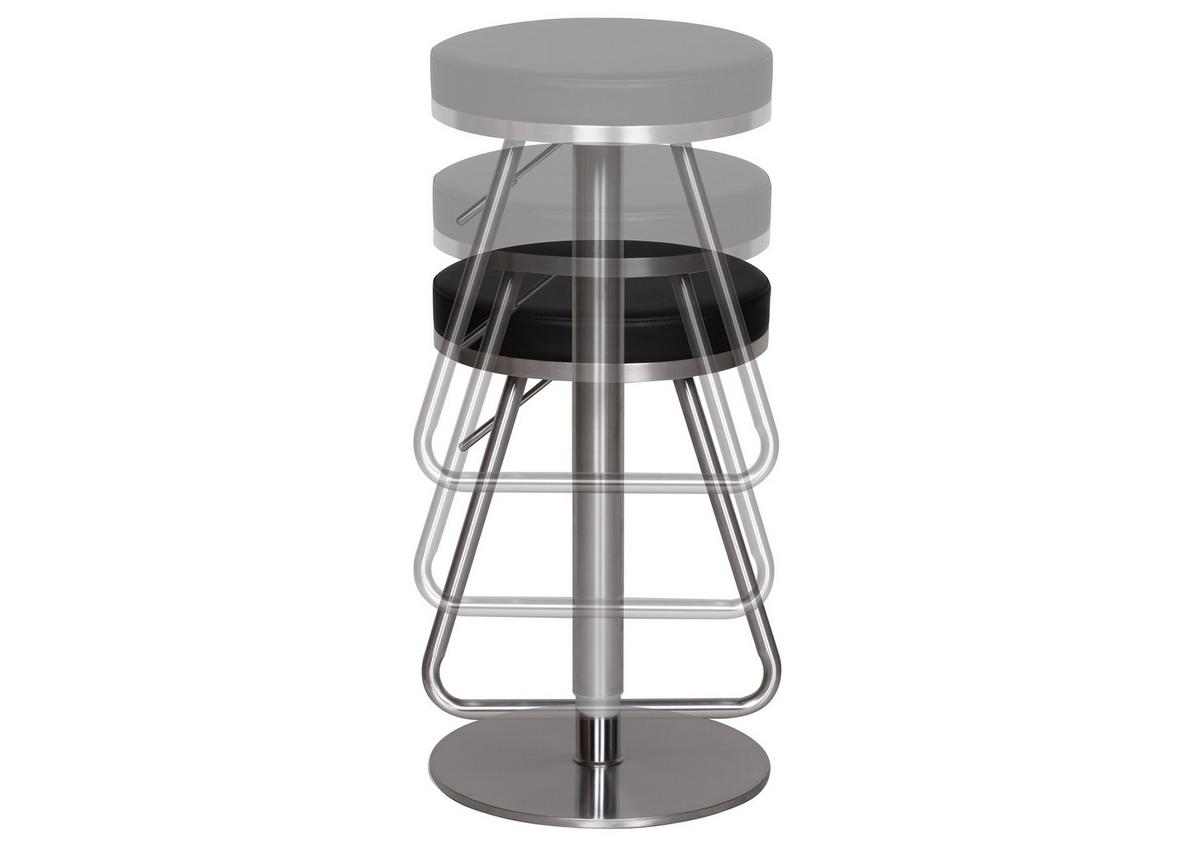 Barhocker höhenverstellbar und 360° drehbar Schwarz - Silberfarben/Schwarz, MODERN, Textil/Metall (39/54/39cm) - MID.YOU