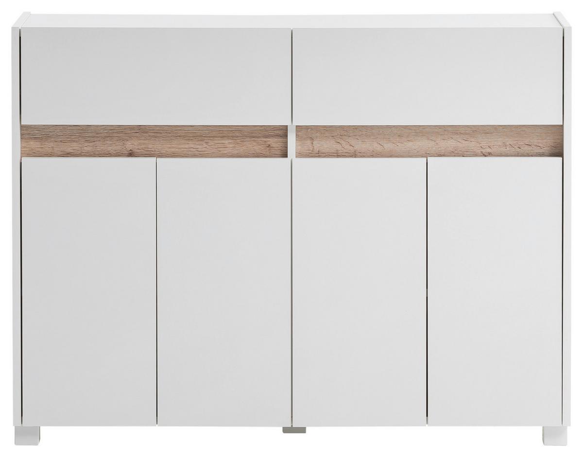 Kommode 112,2 cm Cosmo, Weiß - Silberfarben/Weiß, Design, Holzwerkstoff (112,2/84,8/33cm) - MID.YOU