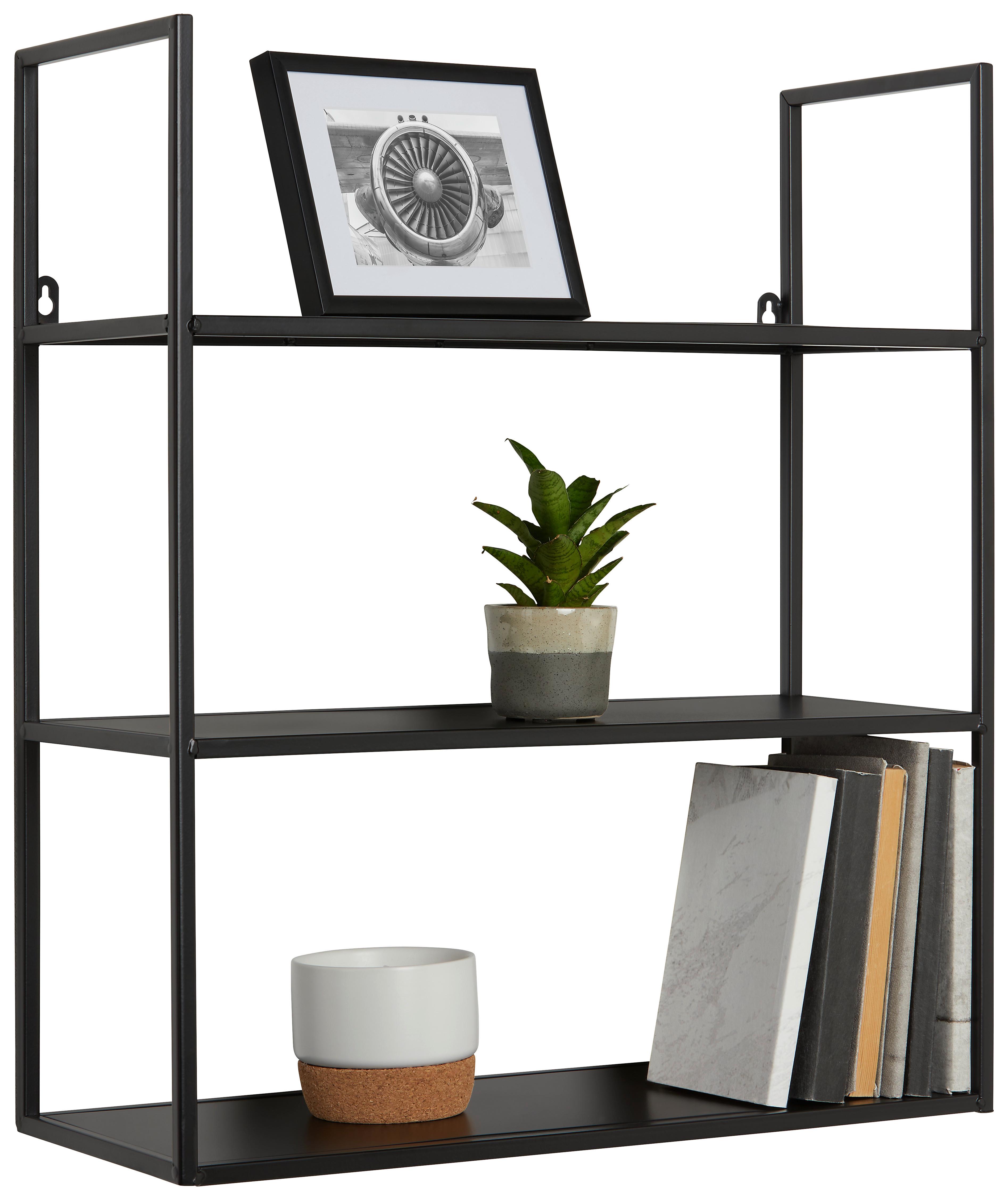 NÁSTĚNNÝ REGÁL BRADFORD 2 -SB- - černá, Moderní, kov (50/58/20cm) - Mömax