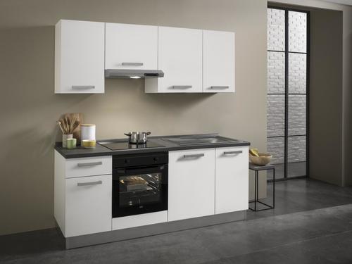 Küchenzeile Belluna Mit Geräten 210 Cm Weiß/grau Elegant - Alufarben/Weiß, Basics, Holzwerkstoff (210/88/60cm) - MID.YOU