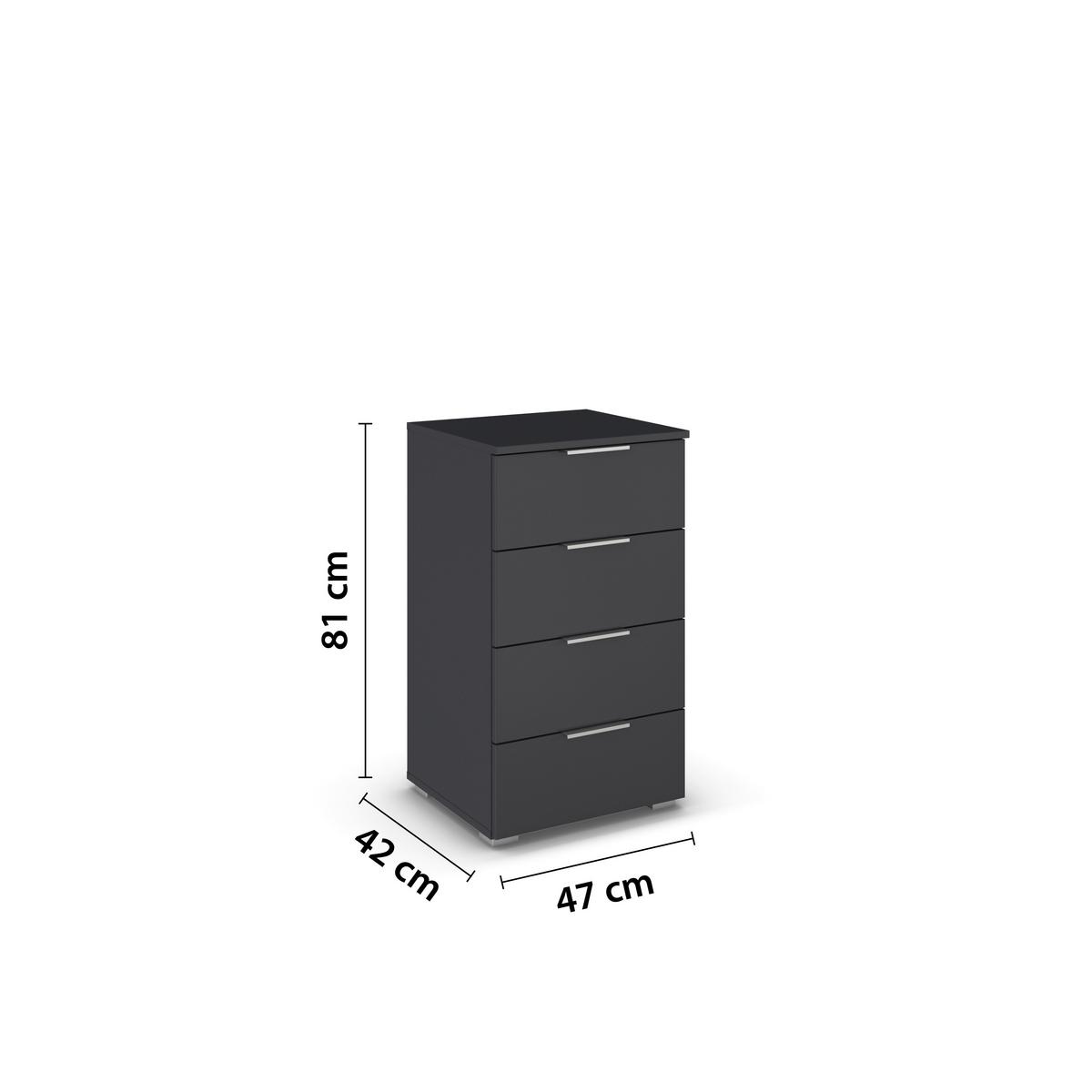 Nachkästchen Grau Metallic Dekor H: 60 cm Mars 4l - Grau, KONVENTIONELL, Glas/Holzwerkstoff (47/81/42cm)