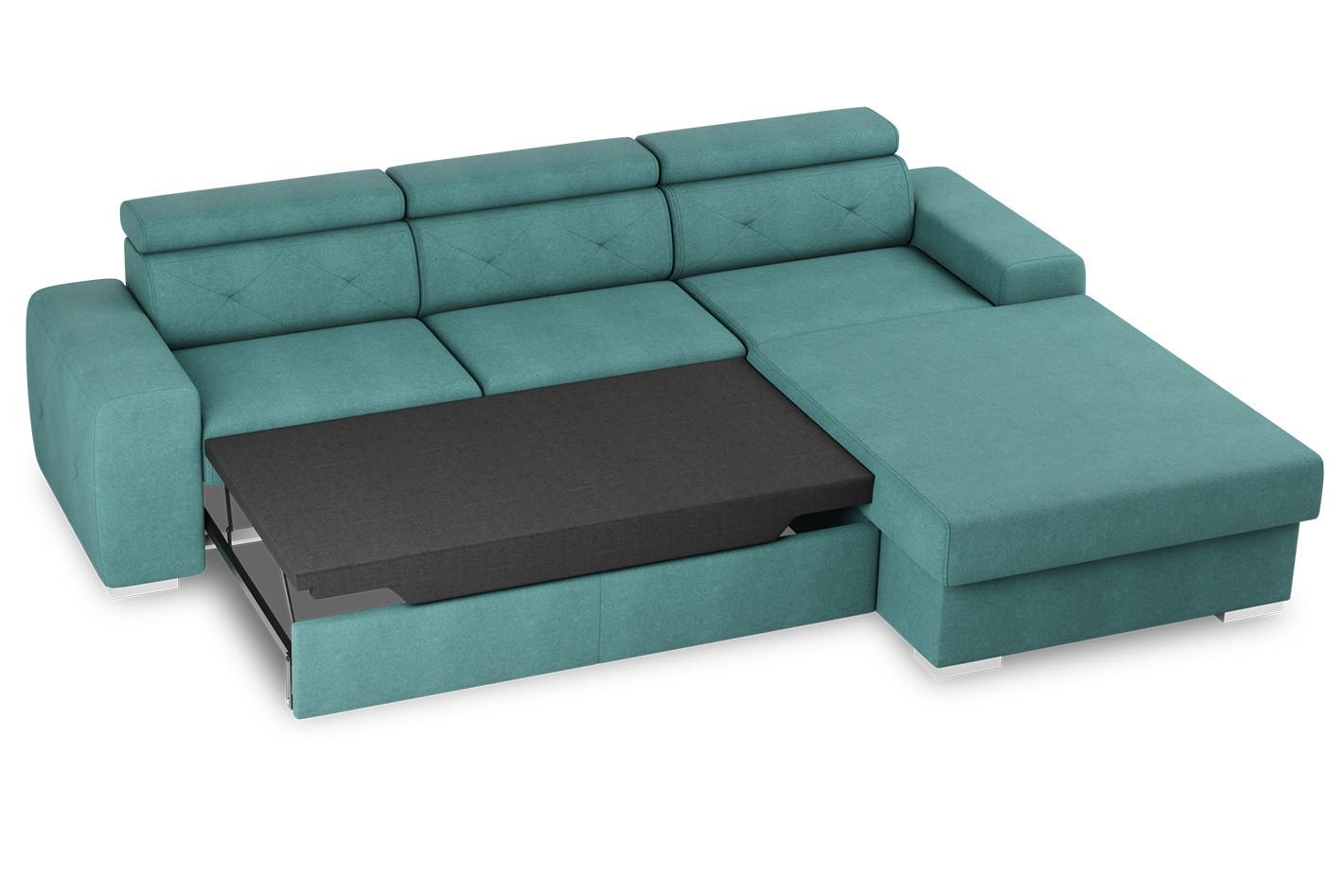 Eckschlafsofa Madison - Silberfarben/Grün, Design, Textil (296/195cm) - MID.YOU