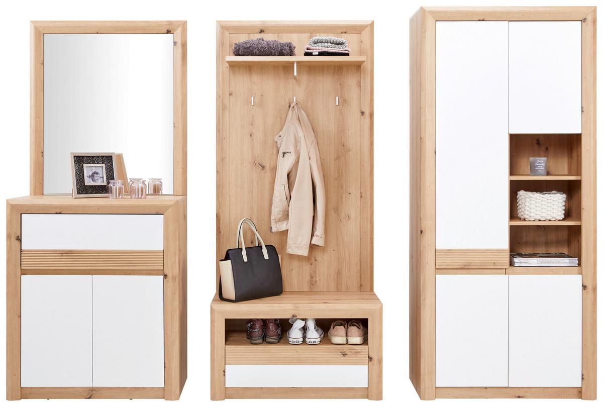 Garderoben-set Kashmir New Weiß/eiche Dekor 5-Tlg. - Eichefarben/Weiß, MODERN, Holzwerkstoff (252/192/41cm) - James Wood