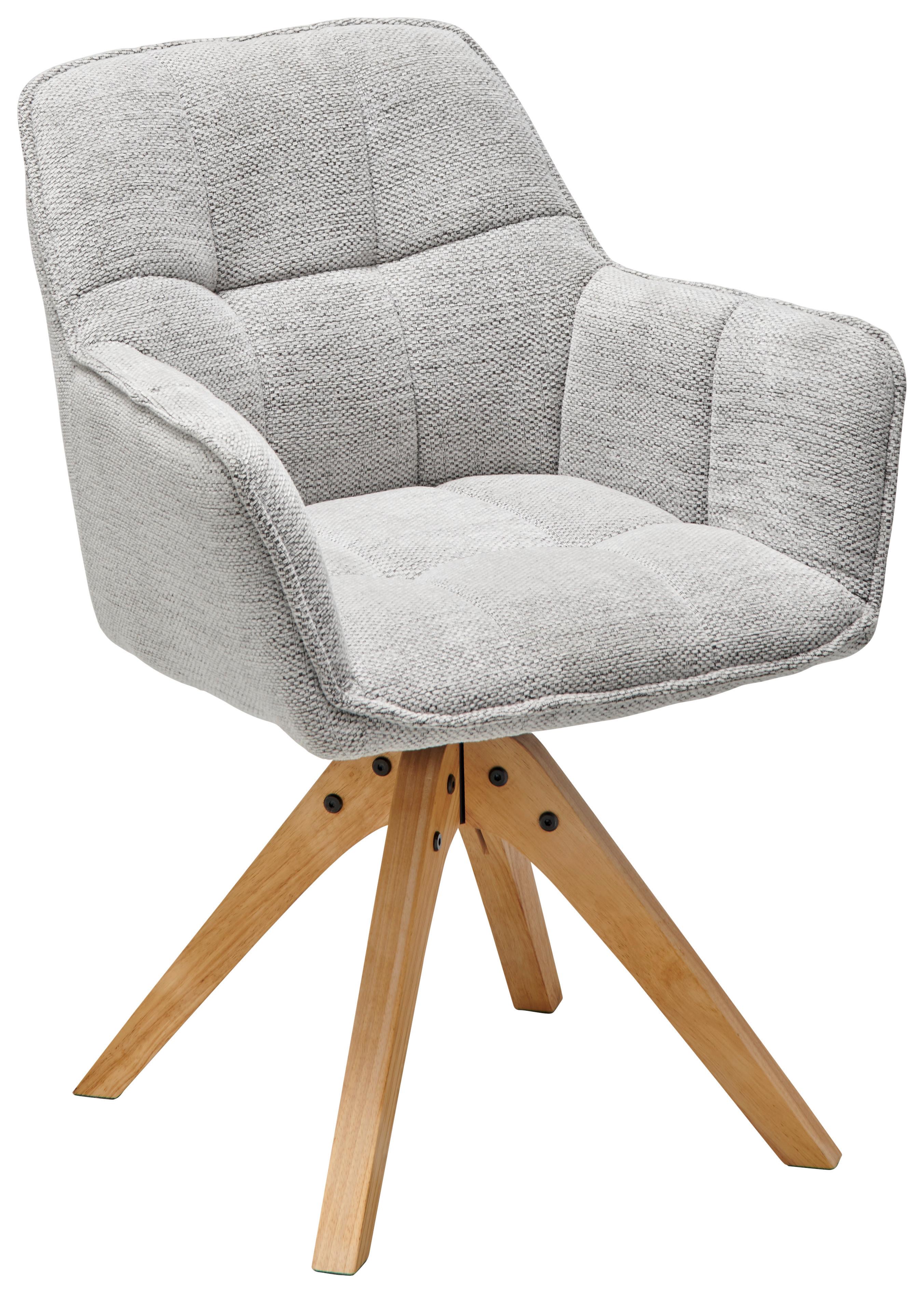 Armlehnstuhl Kerry Hellgrau B: 63 cm - Eichefarben/Hellgrau, LIFESTYLE, Holz/Textil (63/83/61cm) - MID.YOU