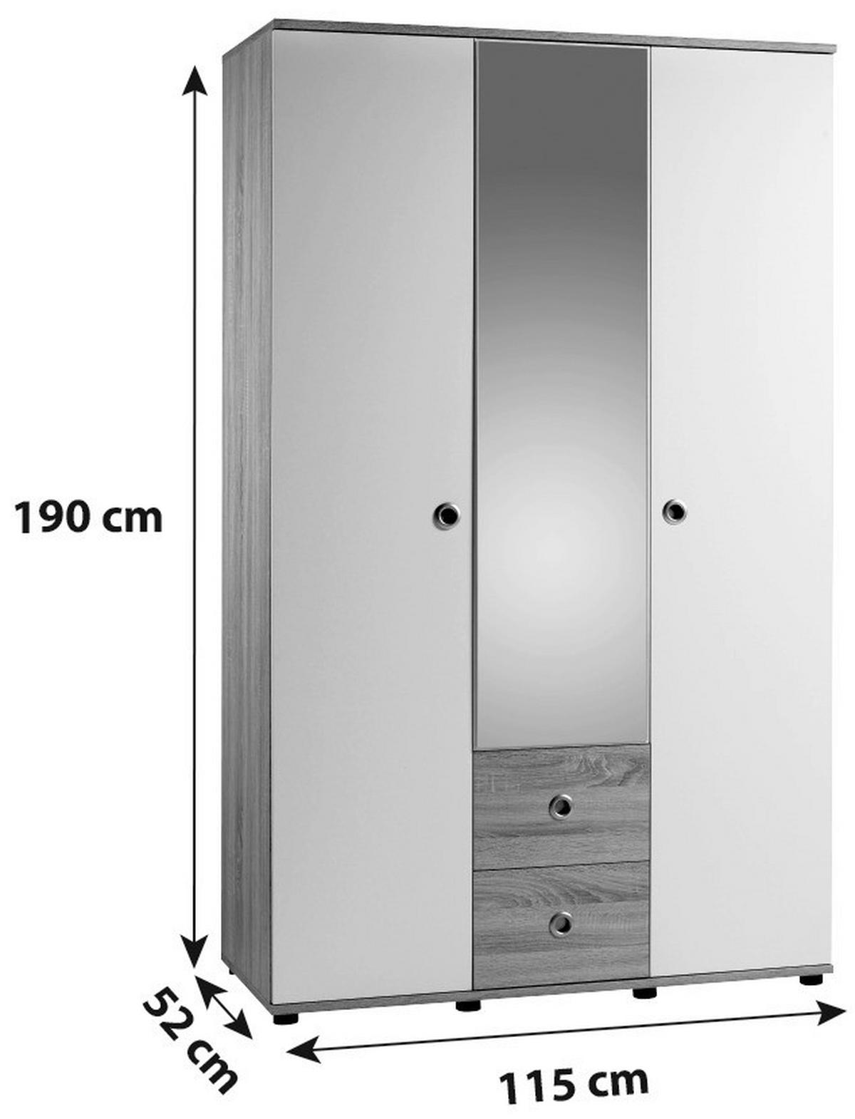 Skříň WIKI š. 115, dekor dub Sonoma/biela - bílá/Sonoma dub, Konvenční, kompozitní dřevo/plast (115/190/52cm) - MID.YOU