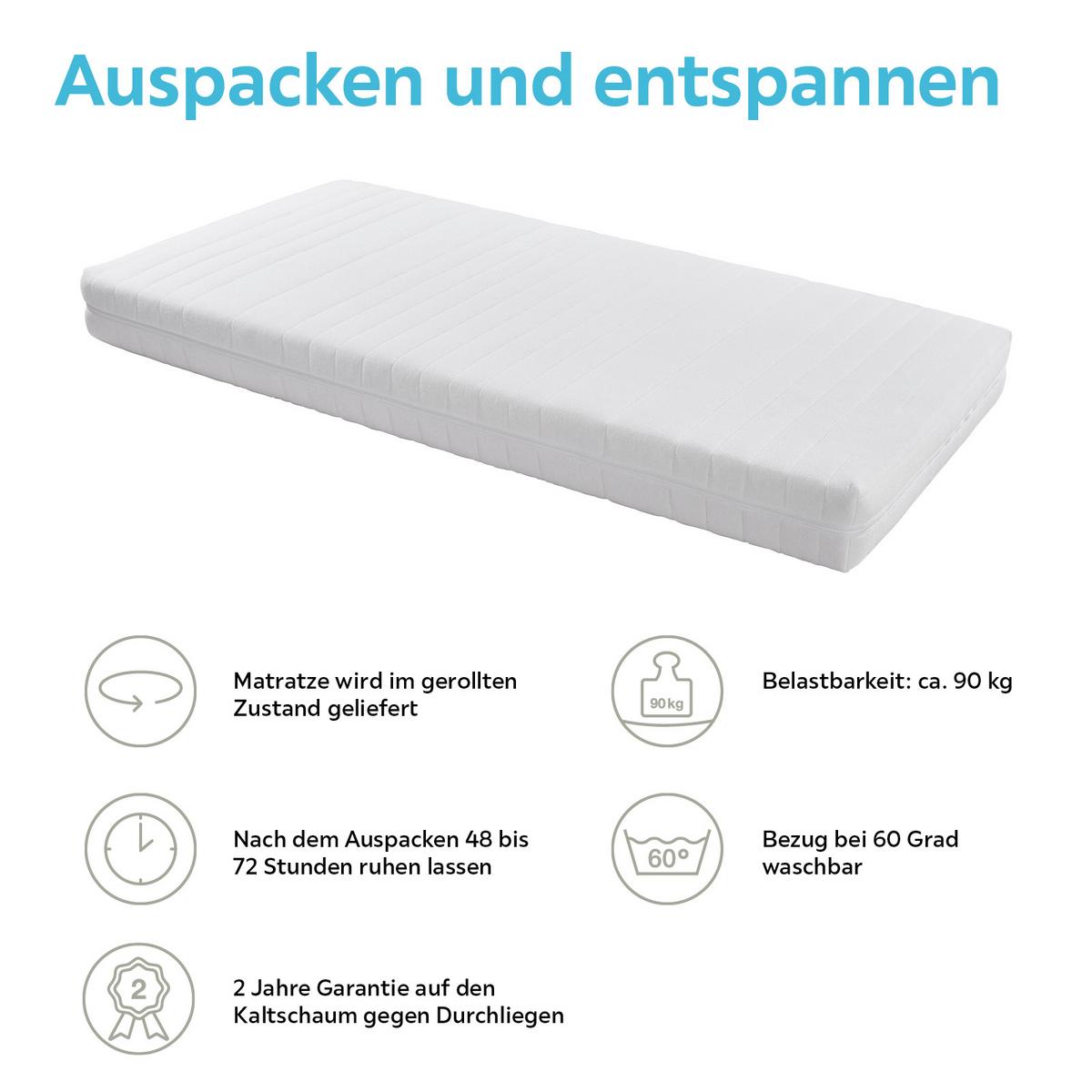 Kaltschaummatratze Lisi 90x200 cm H2 H: 17 cm - Weiß, KONVENTIONELL, Textil (90/200cm) - Livetastic