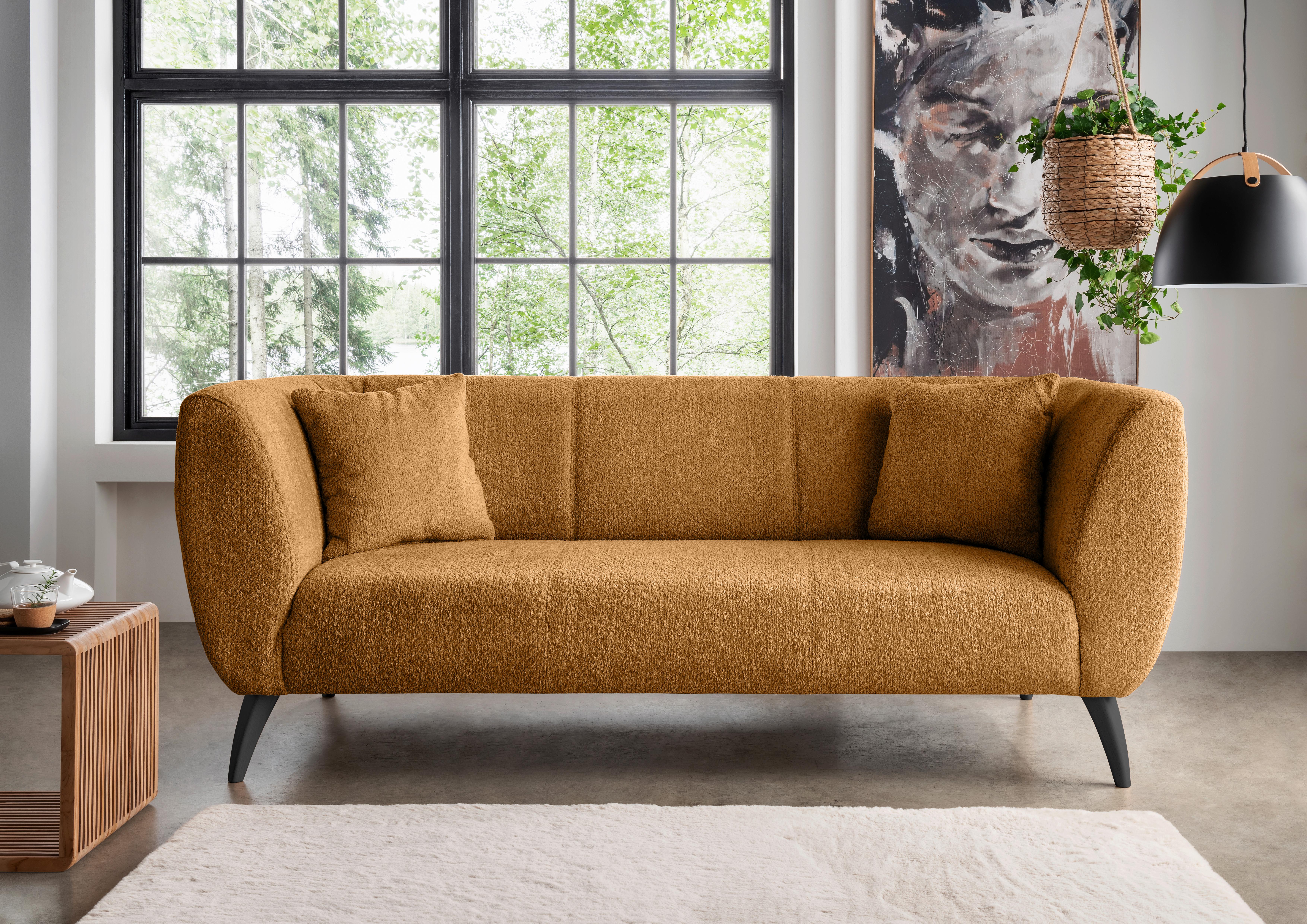 3-Sitzer-Sofa Colori Goldfarben, Rücken Echt - Goldfarben/Schwarz, MODERN, Textil (208/83/88cm) - MID.YOU