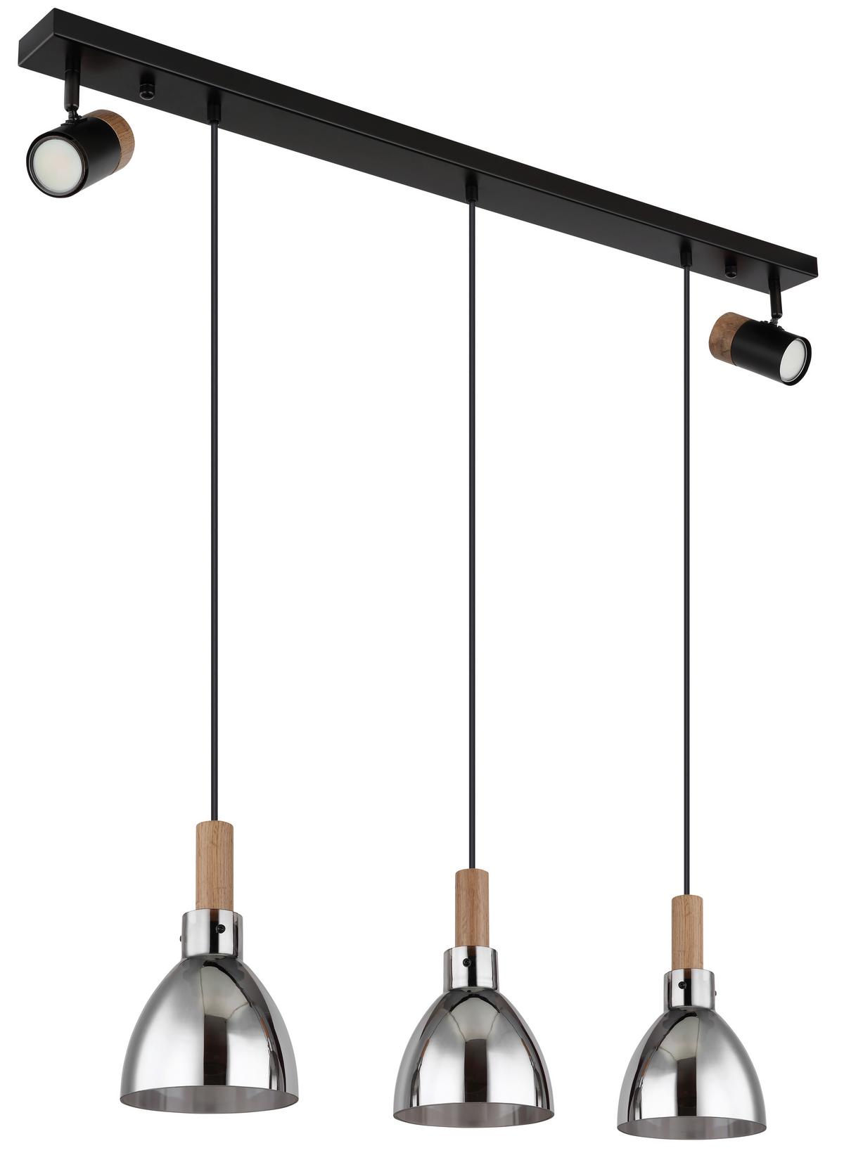 Hängeleuchte 15550-3h - Schwarz, Design, Glas/Holzwerkstoff (97/16/120cm) - Globo