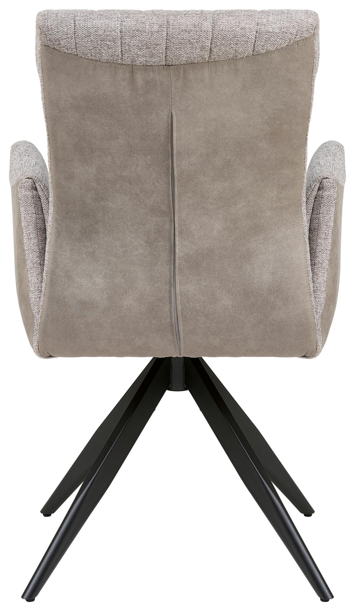 Armlehnstuhl Chantal Schwarz/Hellgrau Gepolstert - Hellgrau/Schwarz, LIFESTYLE, Textil/Metall (58/94/64cm) - MID.YOU