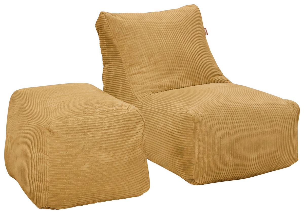 Sitzsack Luno Cord gelb, Indoor, B: 70cm - Gelb, Basics, Textil (70/70/100cm)