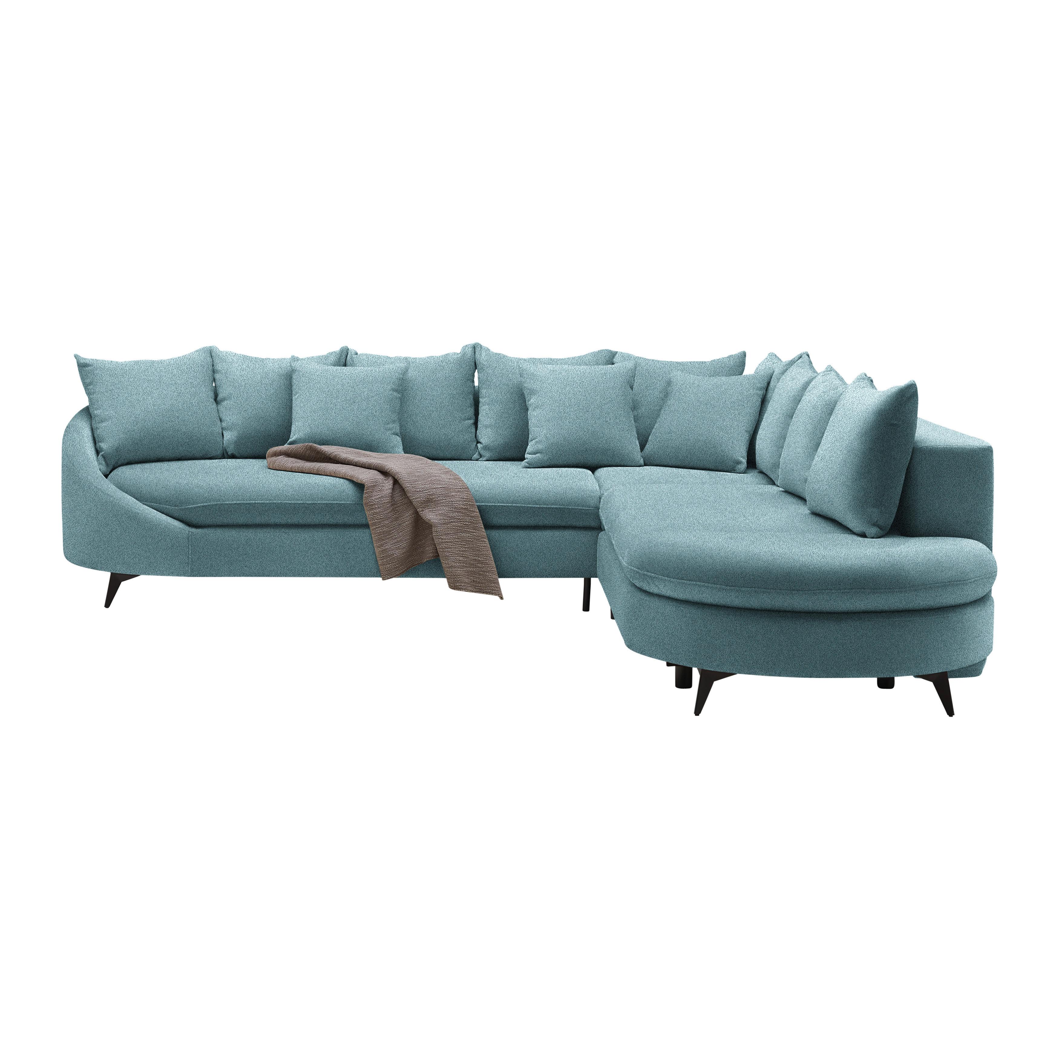 Rohová sedačka AXEL, pravá, modrá žinylka - modrá/černá, Moderní, kov/textil (291/250cm) - Mömax