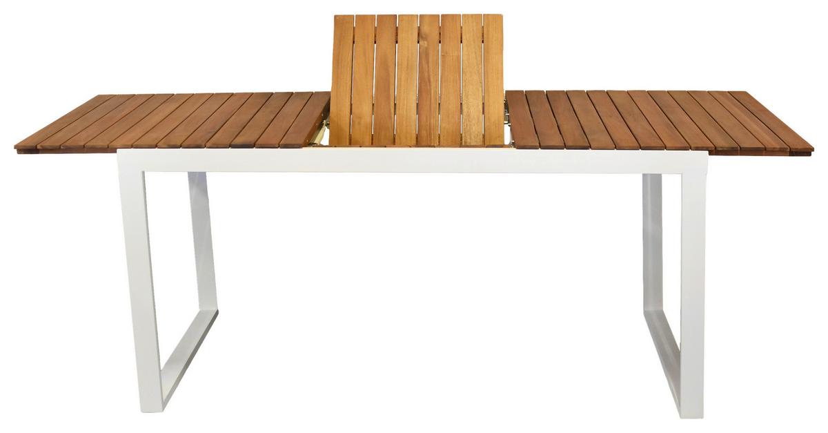 Gartentisch Ausziehbar Naxos Akazienholz/metall L 150-200cm - Weiß/Naturfarben, MODERN, Holz/Metall (150-200/90/74cm) - Gardenson