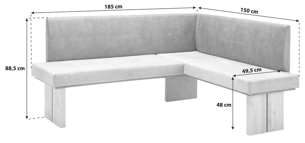 Eckbank Hellgrau/Eiche Dekor Emma 185x150 cm - Eichefarben/Anthrazit, KONVENTIONELL, Holzwerkstoff/Textil (185/150cm)