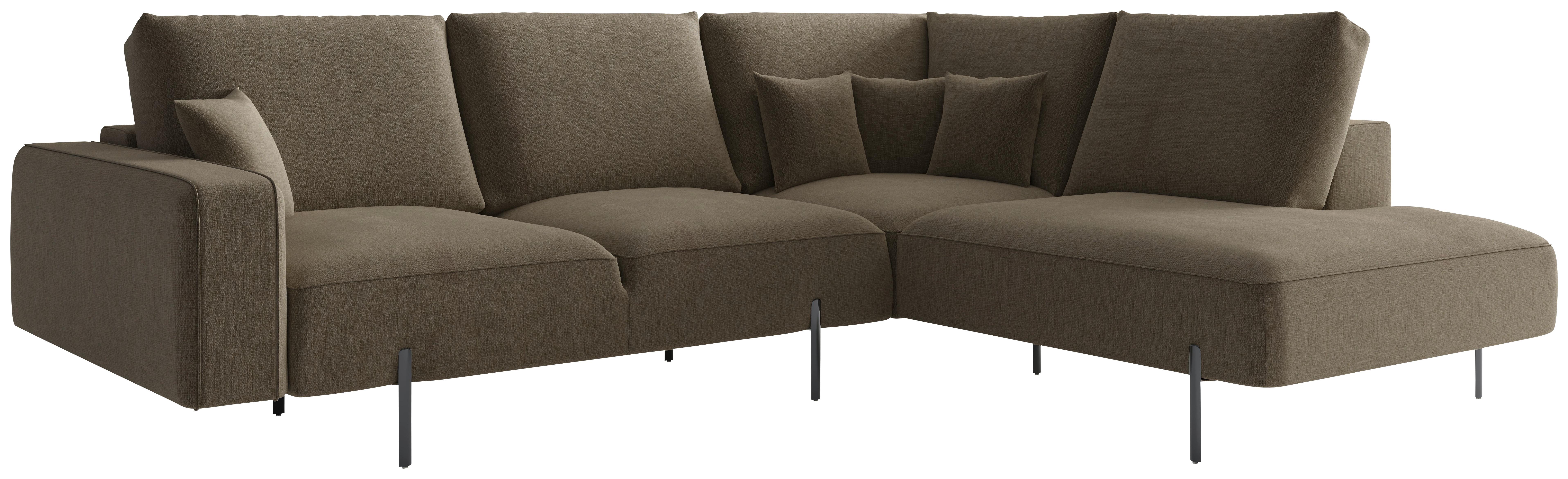 Ecksofa Celaya Braun S: 280x223 cm - Schwarz/Braun, Design, Textil (280/223/223cm) - Livetastic